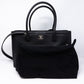 Executive Cerf Tote Black Leather Silver