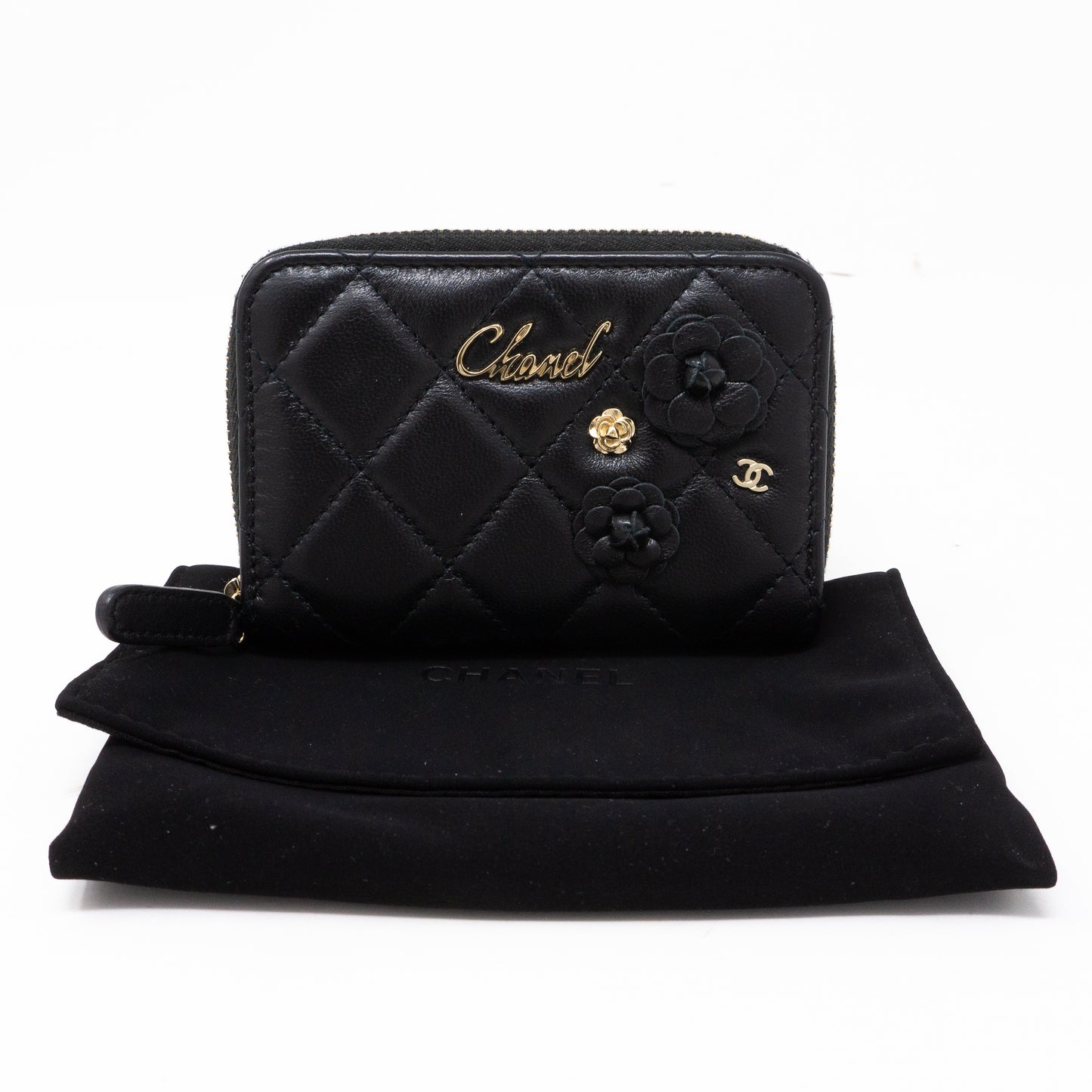 Camelia Zipped Coin Purse Black Leather