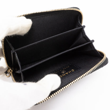 Camelia Zipped Coin Purse Black Leather