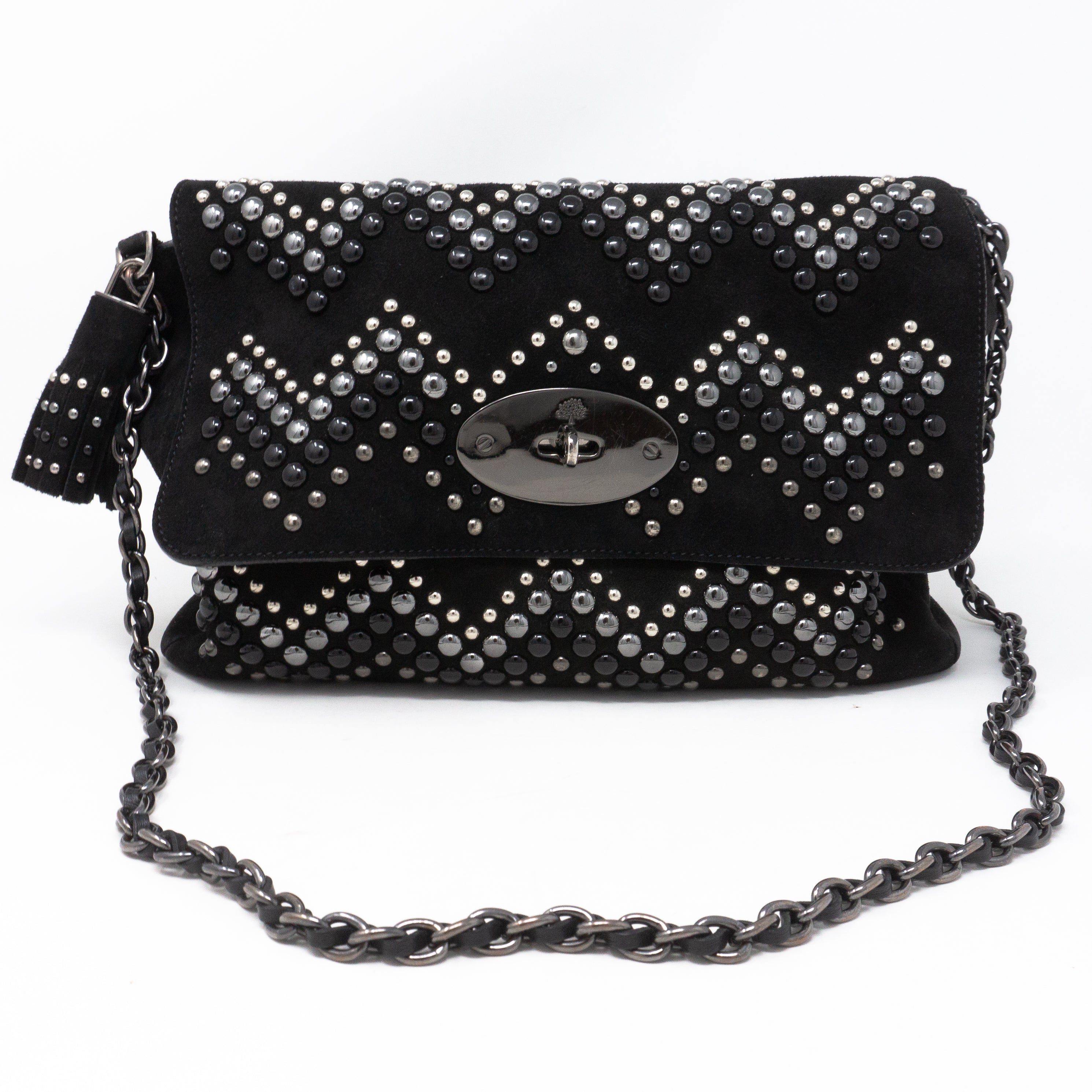 Lily Zigzag Medium Black Suede