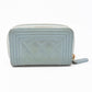 Zipped Coin Purse Iridescent Light Blue Leather