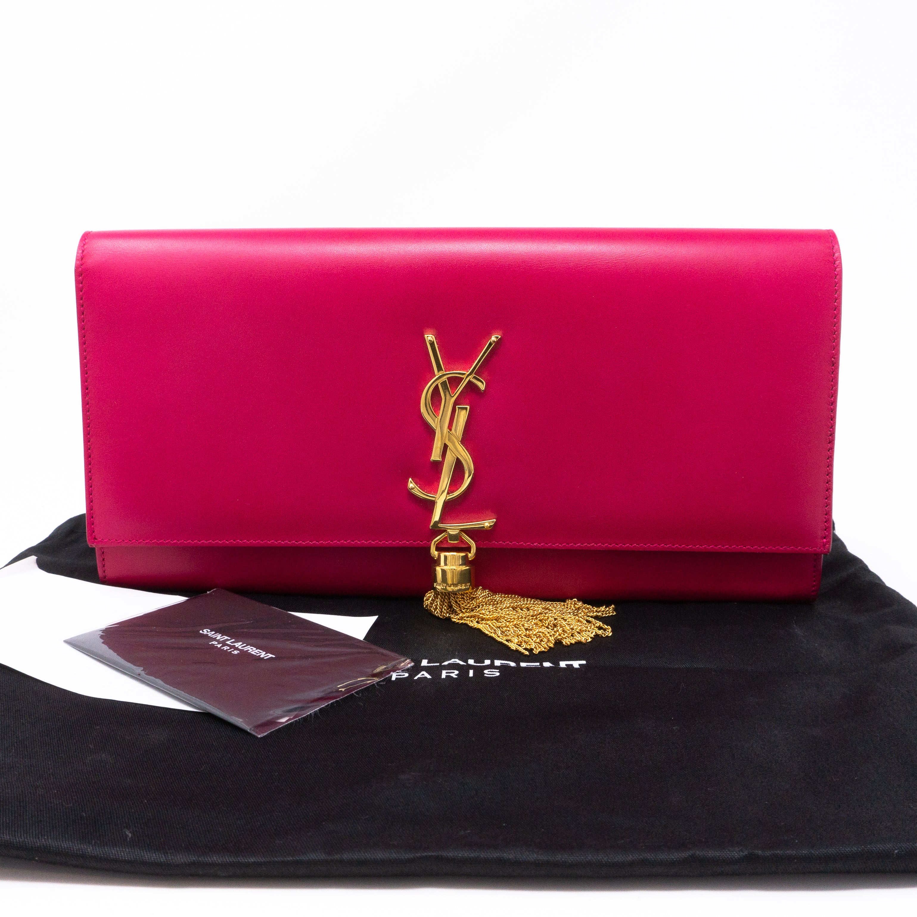 Kate Clutch Tassel Pink Leather