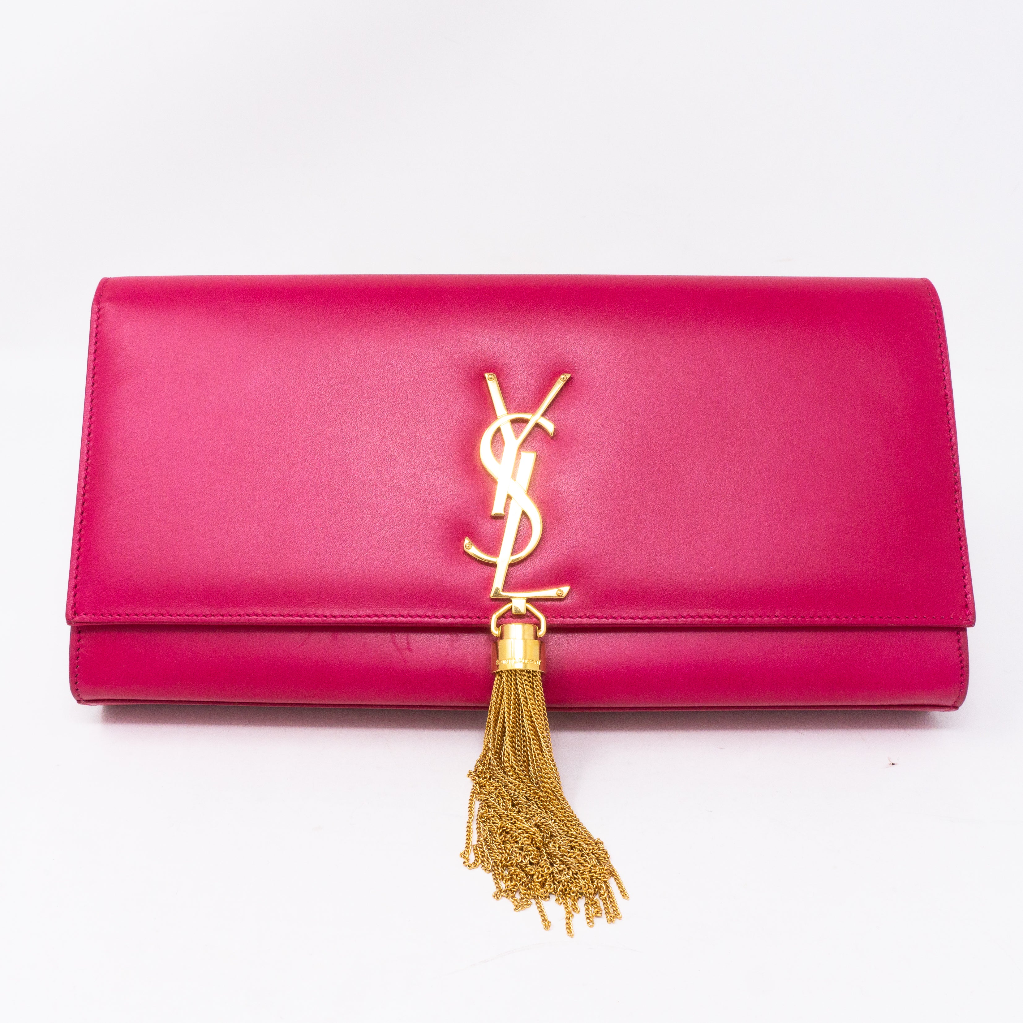 Kate Clutch Tassel Pink Leather