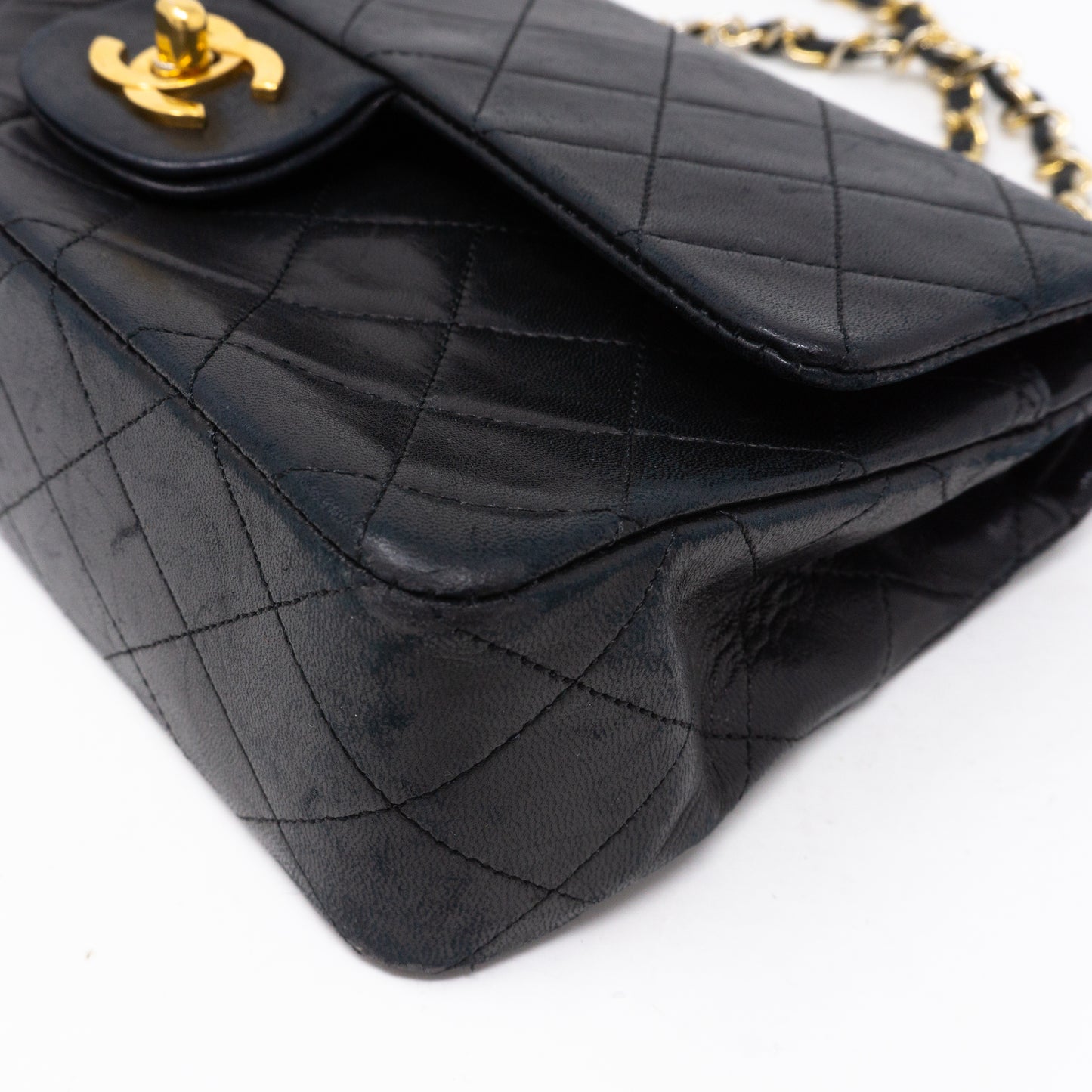 Classic Double Flap Small Black Gold