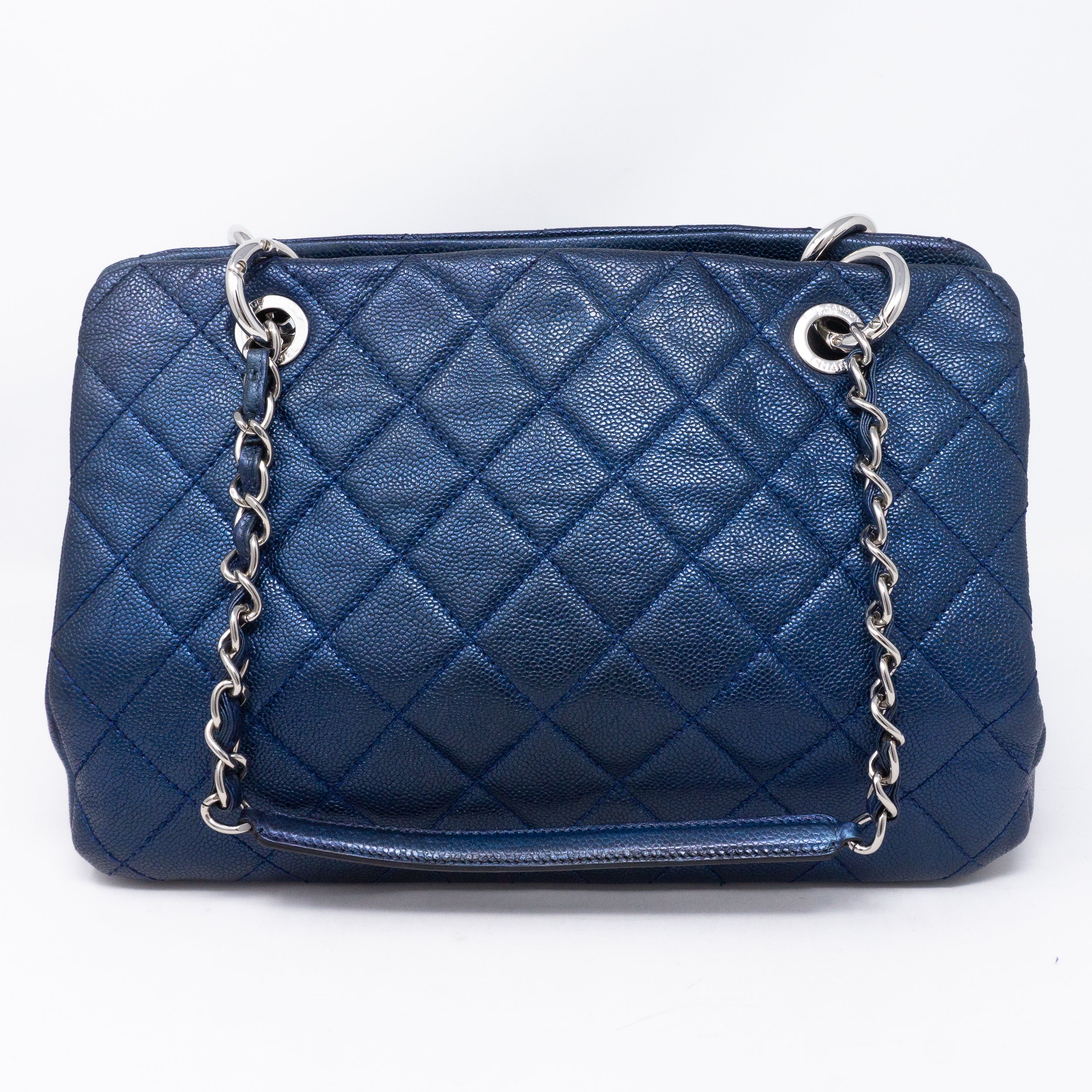 Quilted Shopping Tote Blue Caviar
