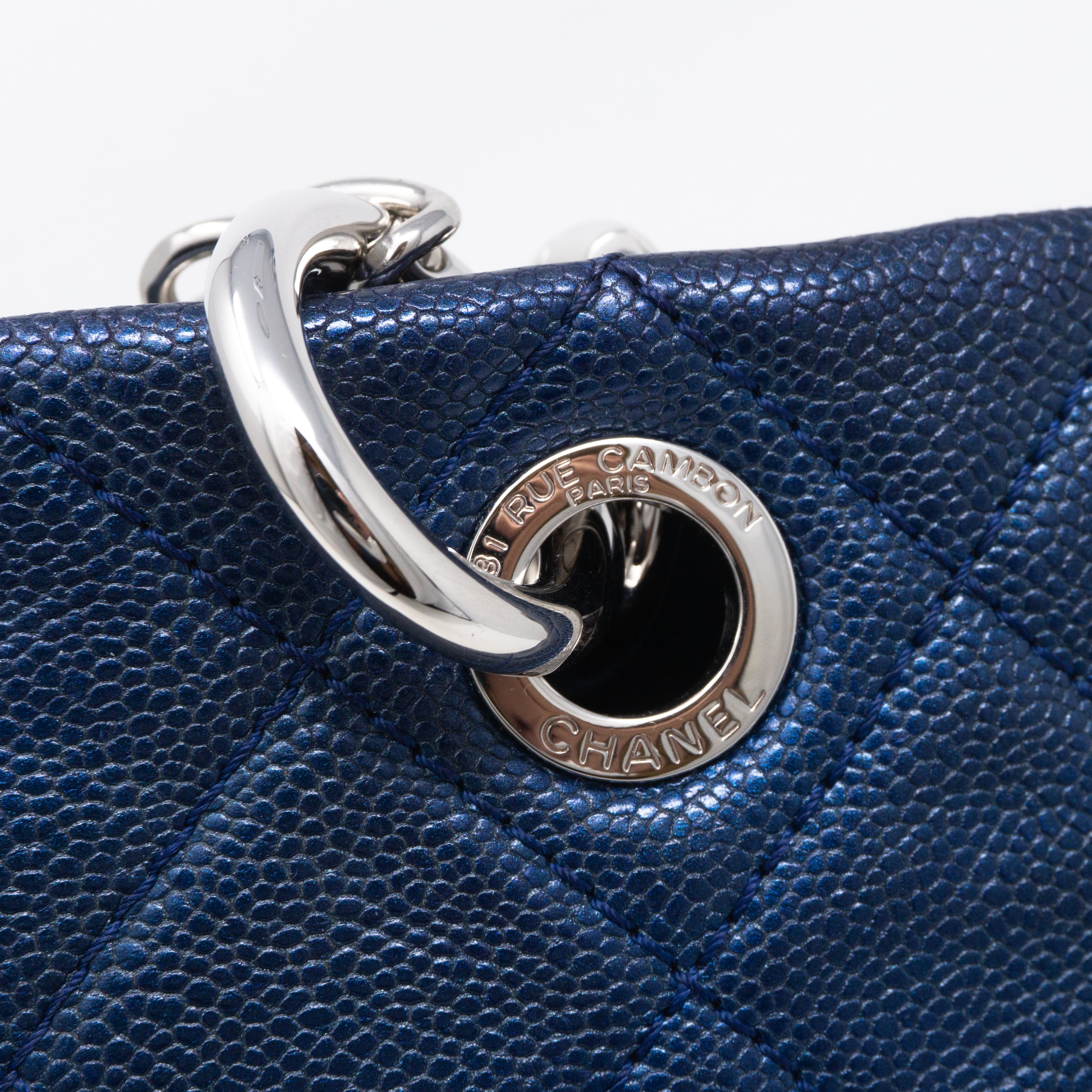 Quilted Shopping Tote Blue Caviar