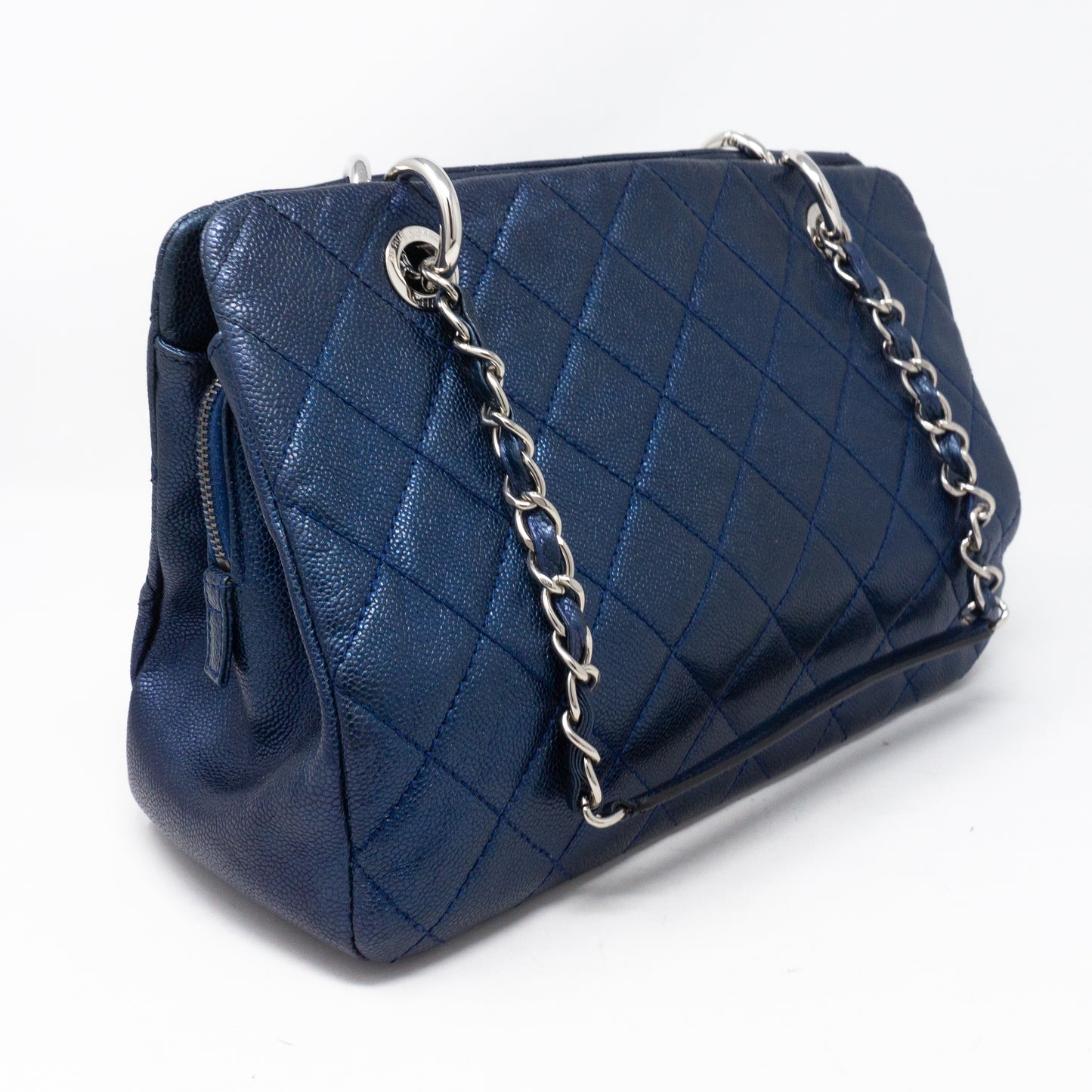 Quilted Shopping Tote Blue Caviar