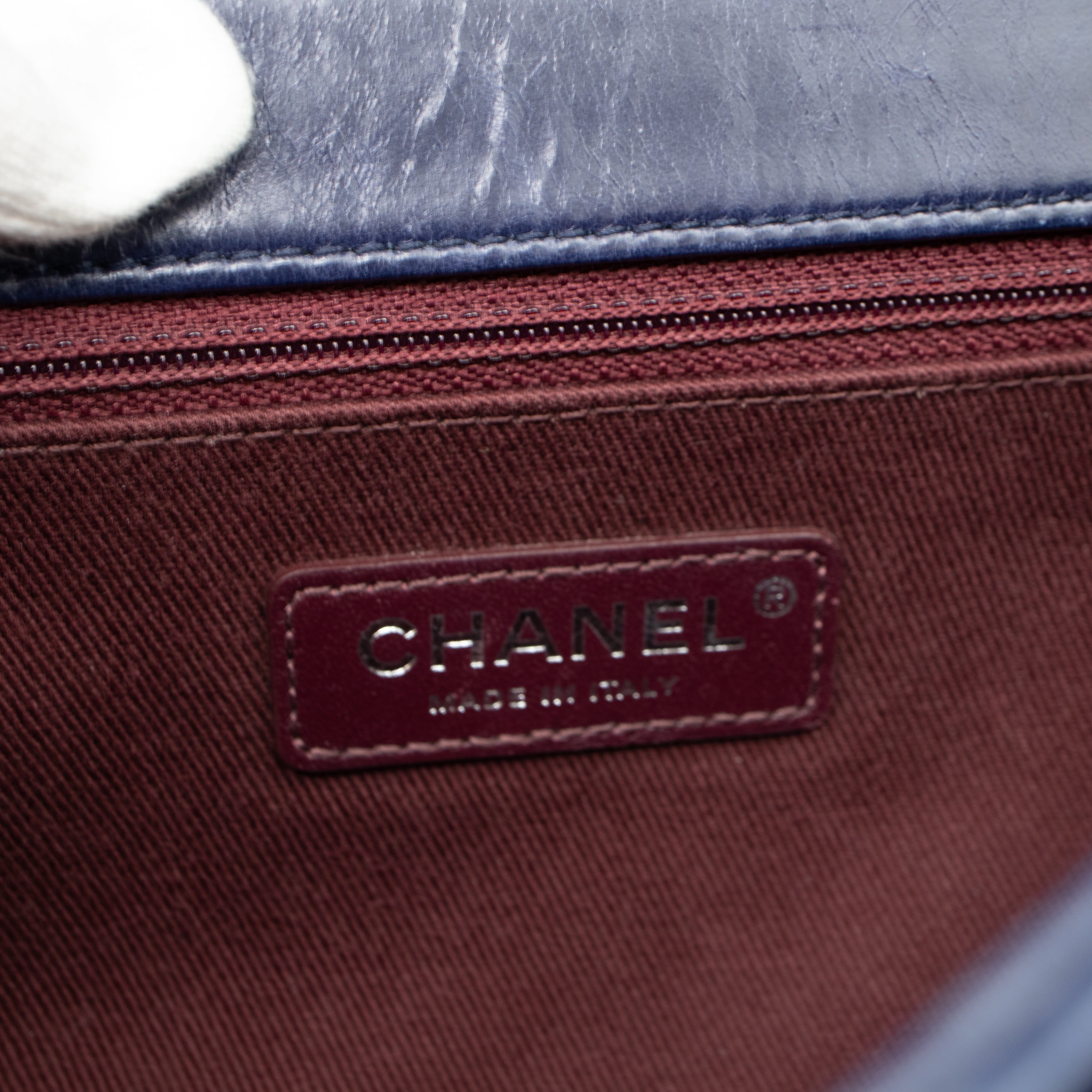 Perfect Edge Flap Large Navy Glazed Calfskin