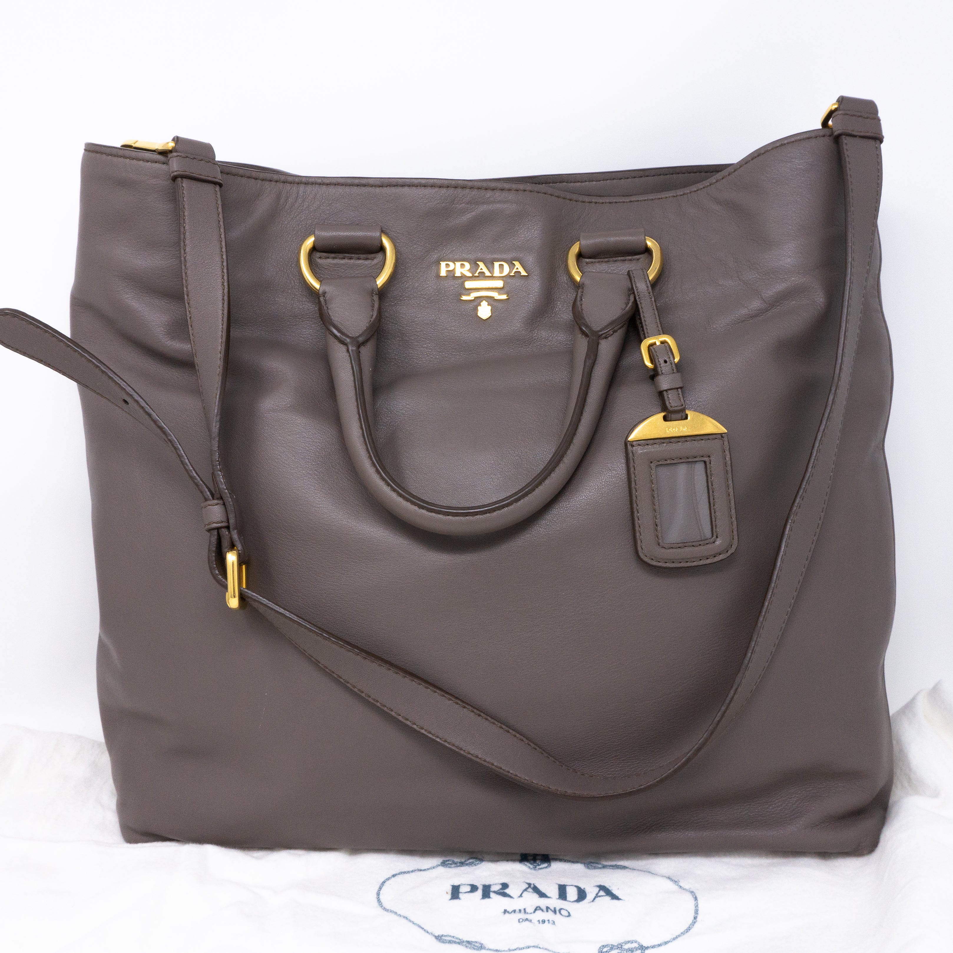 Large Shopping Tote Grey Leather