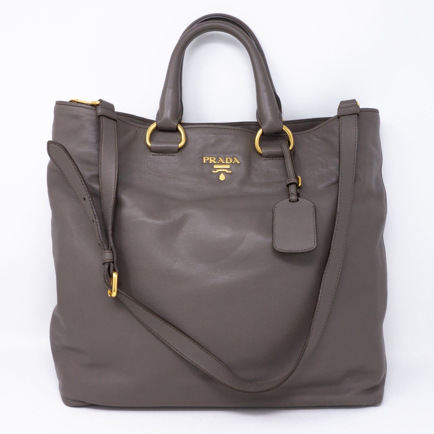 Large Shopping Tote Grey Leather
