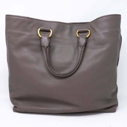 Large Shopping Tote Grey Leather