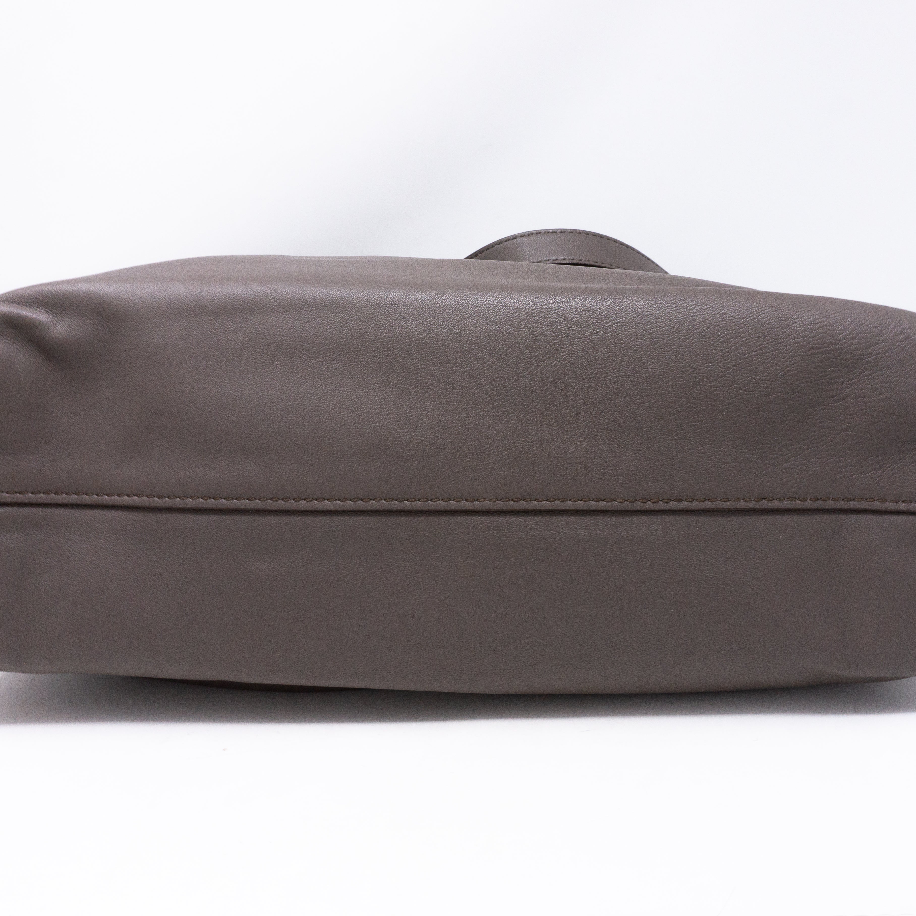 Large Shopping Tote Grey Leather