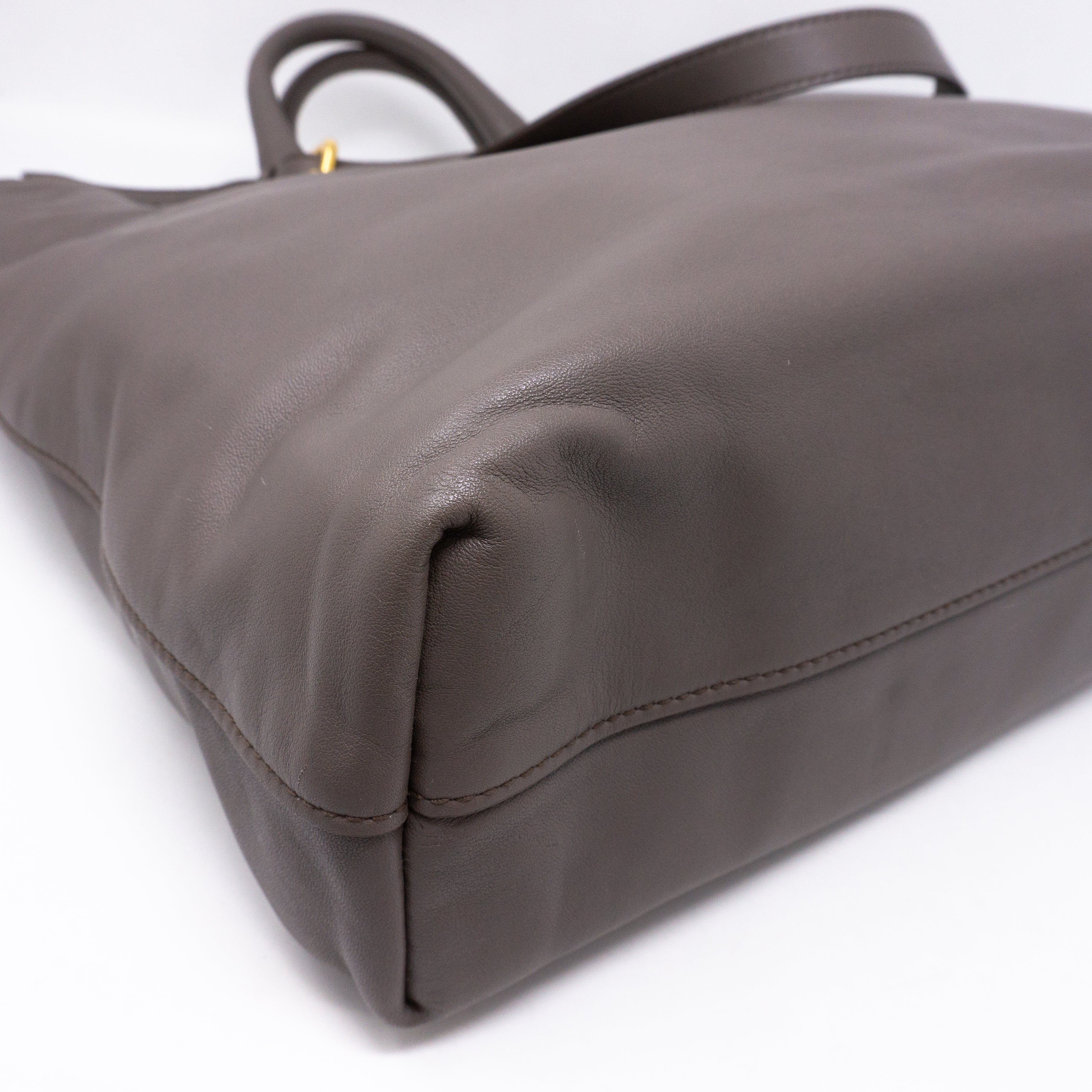 Large Shopping Tote Grey Leather