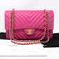 Classic Double Flap Medium Chevron Pink Gold