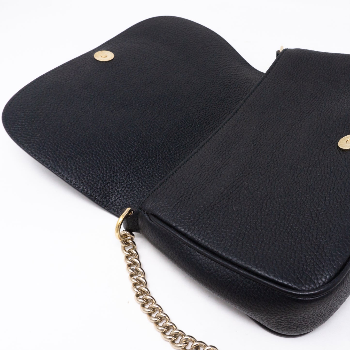 Soho Flap Chain Tassel Bag Black Leather