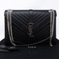 Envelope Large Chevron Leather Black