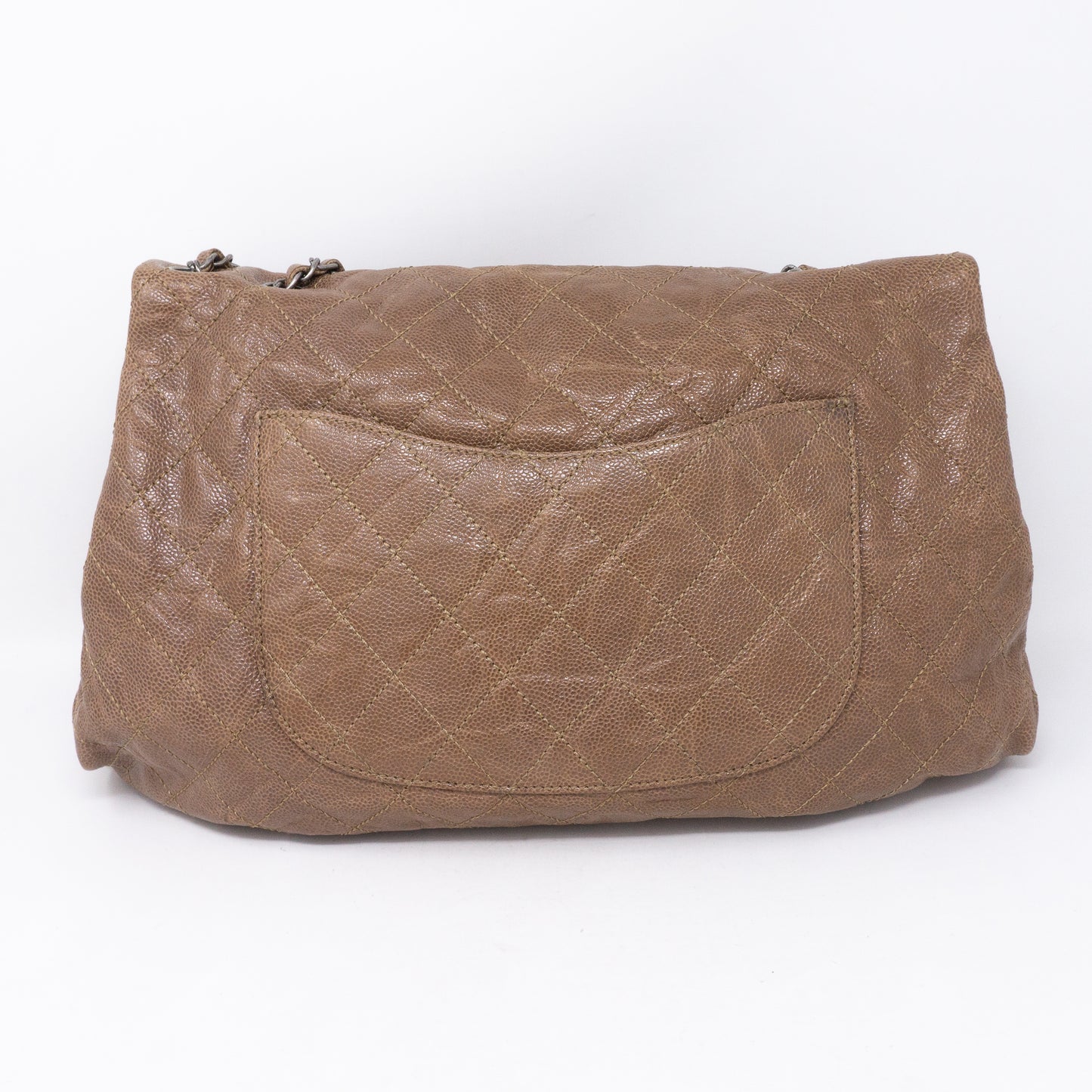 Quilted Glazed Caviar Leather Large Flap Bag