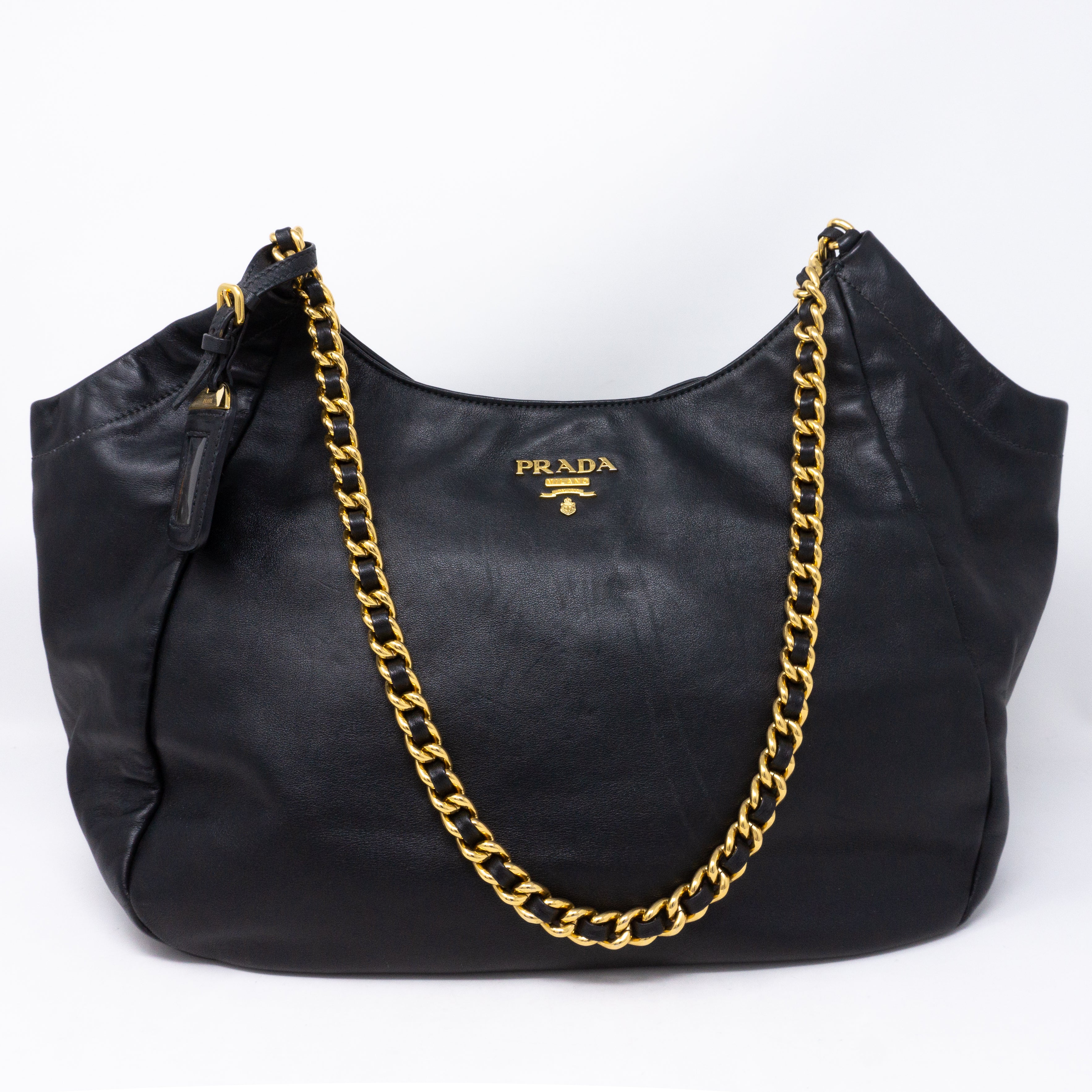 Soft Chain Tote Black Leather