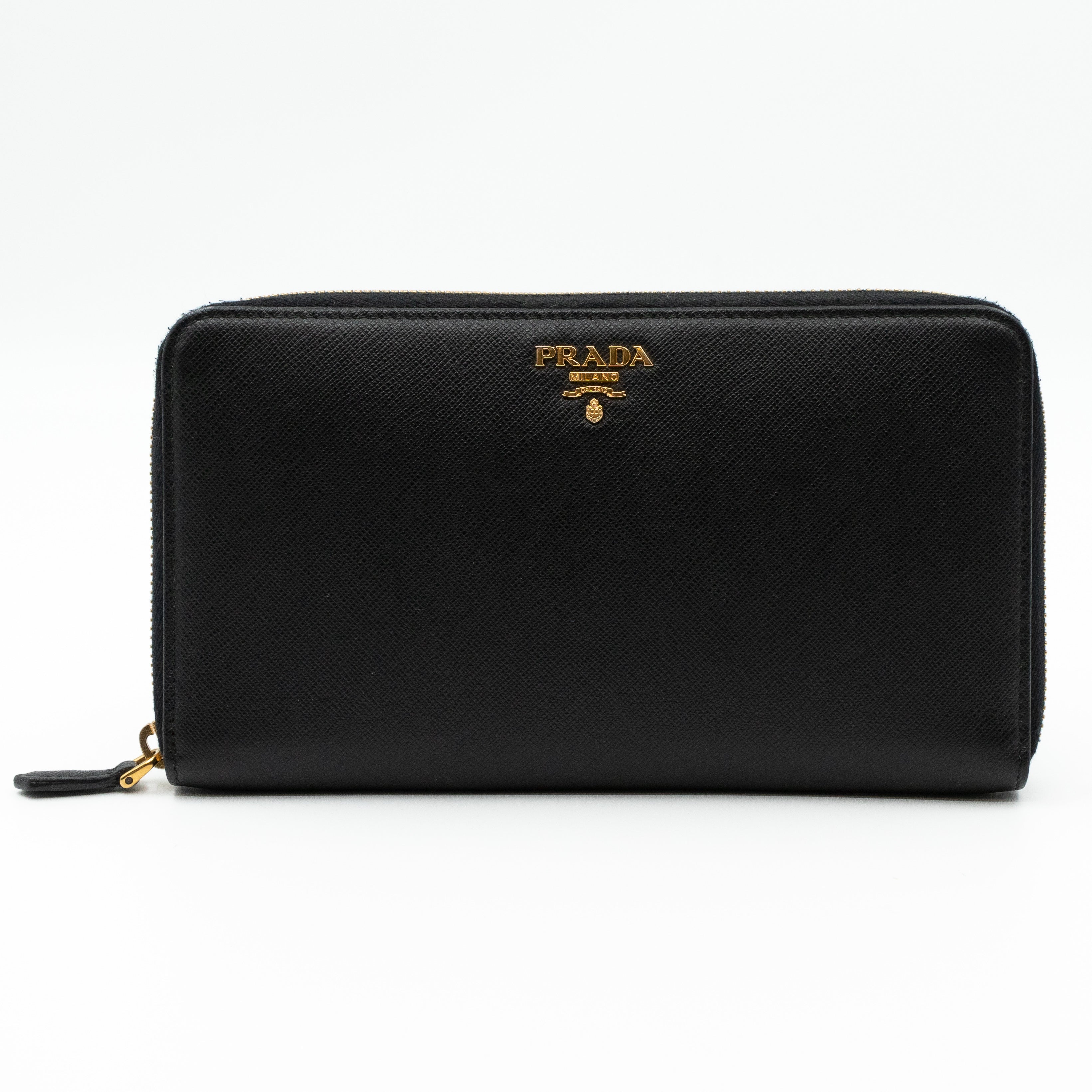 Prada – Prada Organizer Wallet Black Saffiano – Queen Station