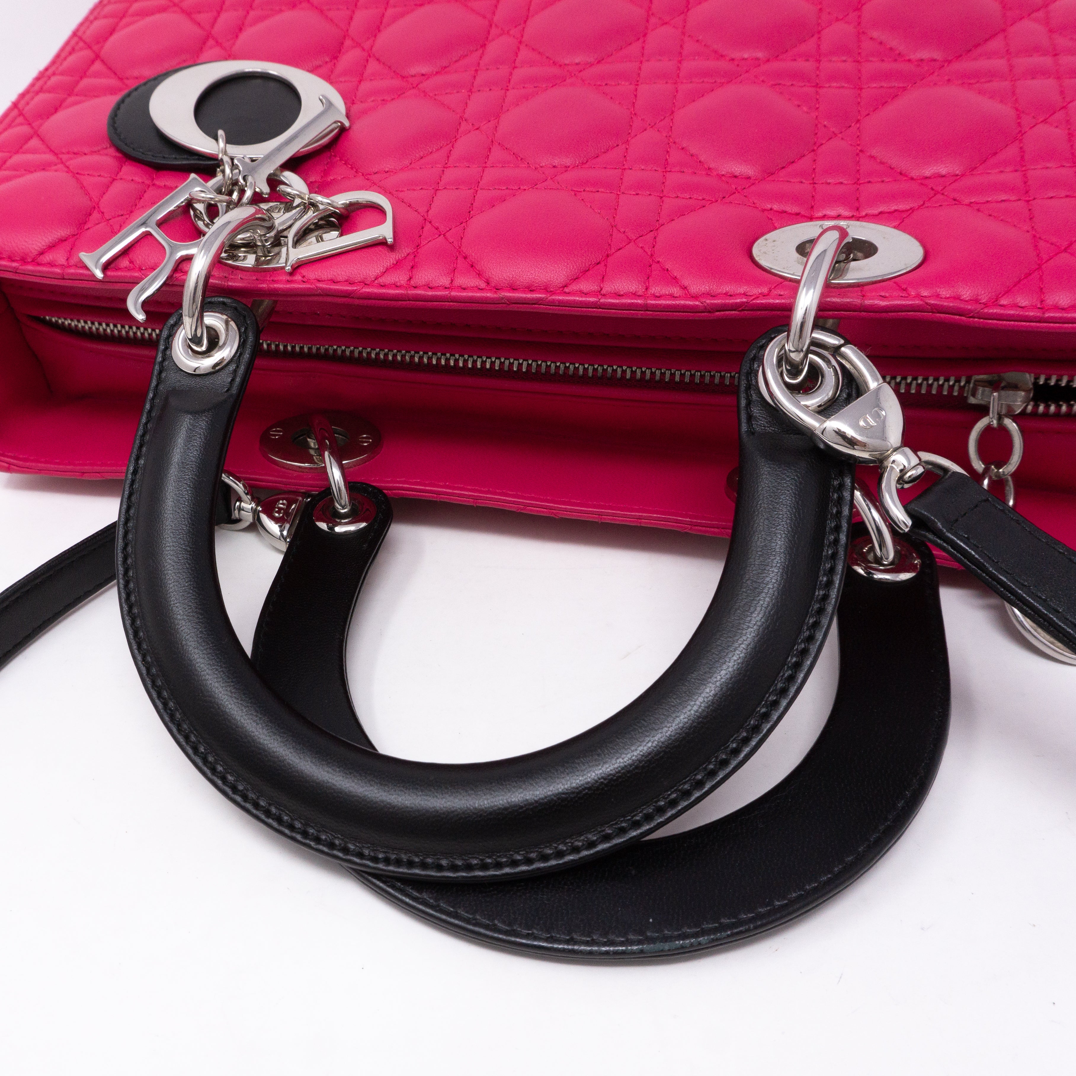 Lady Dior Large Pink Tricolor Leather