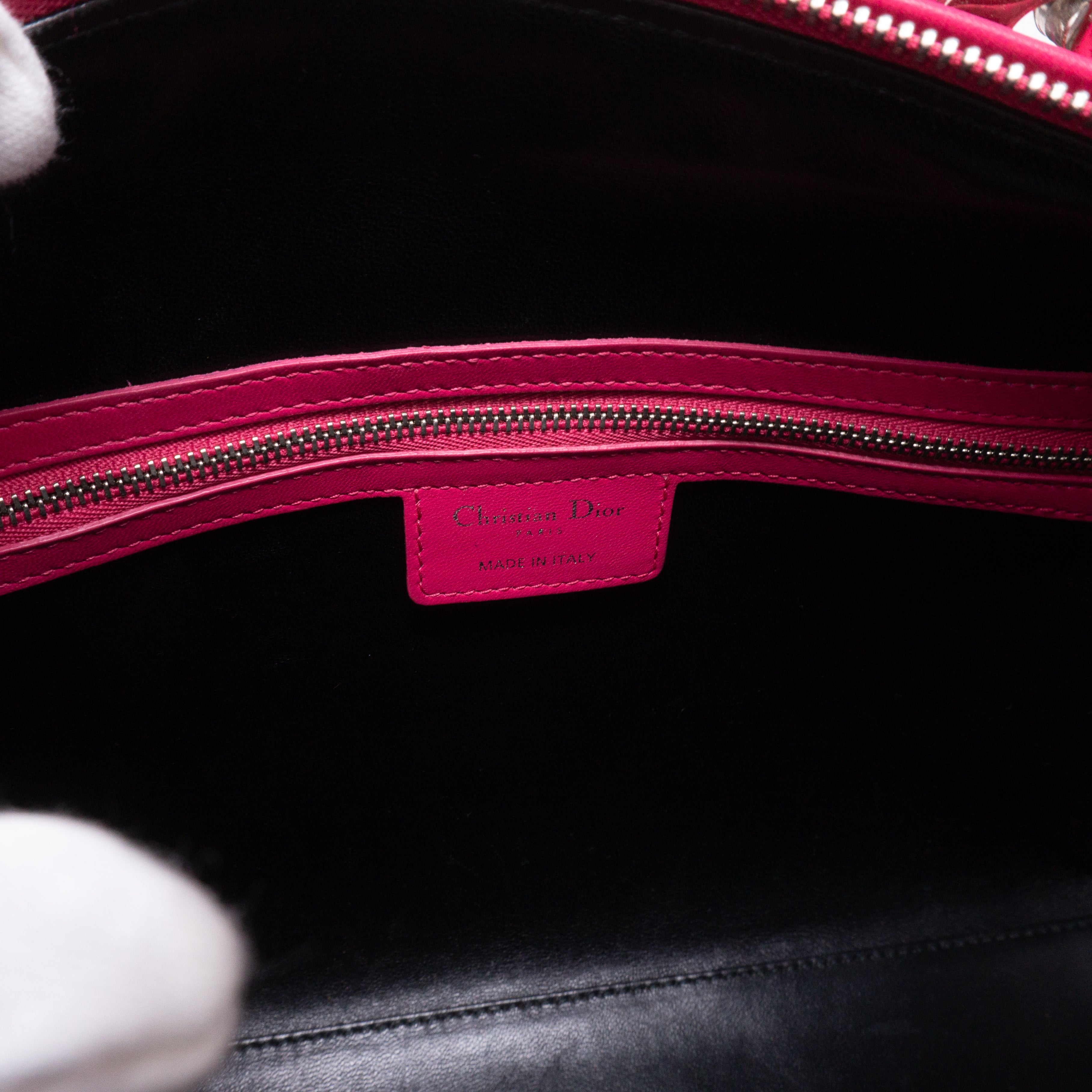 Lady Dior Large Pink Tricolor Leather