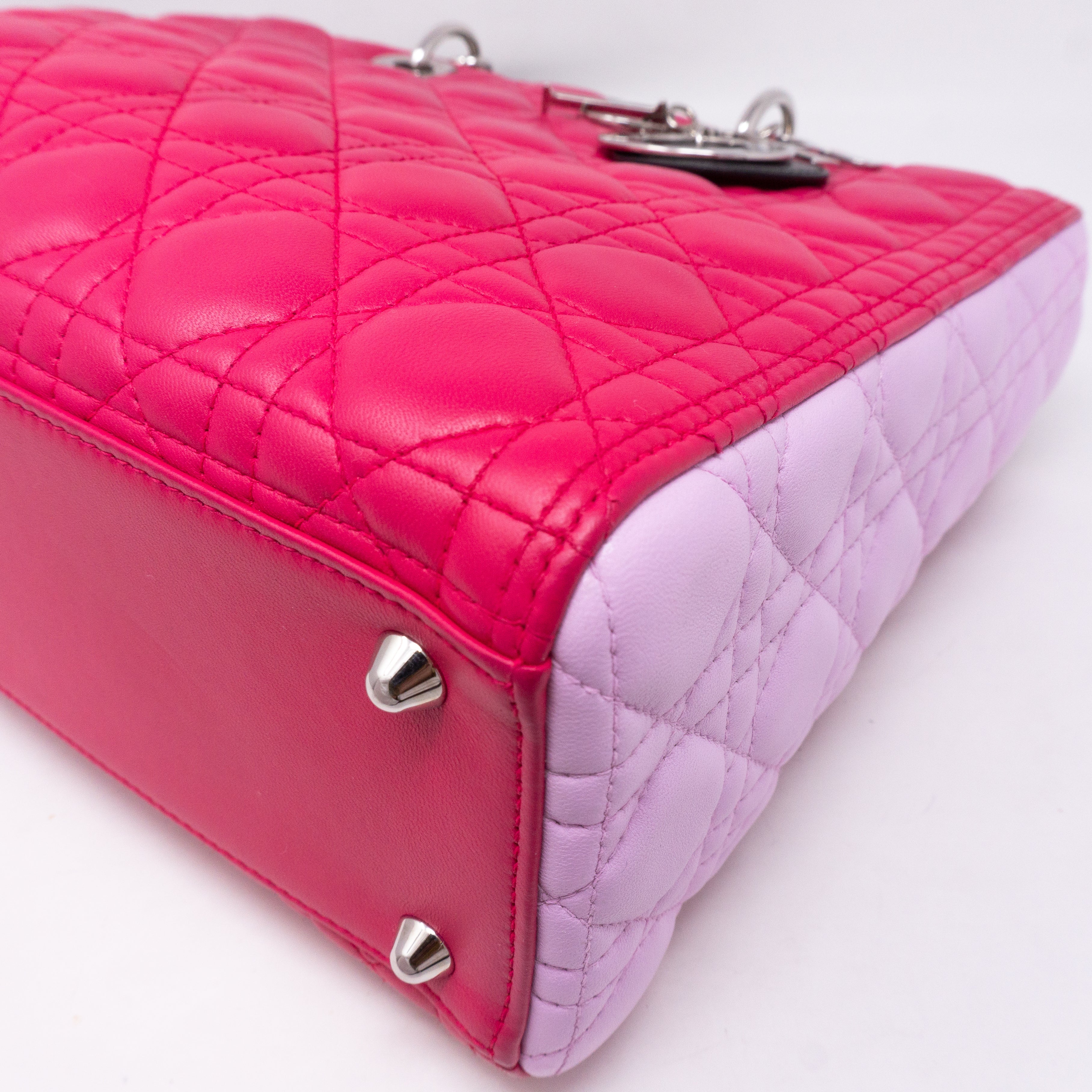 Lady Dior Large Pink Tricolor Leather
