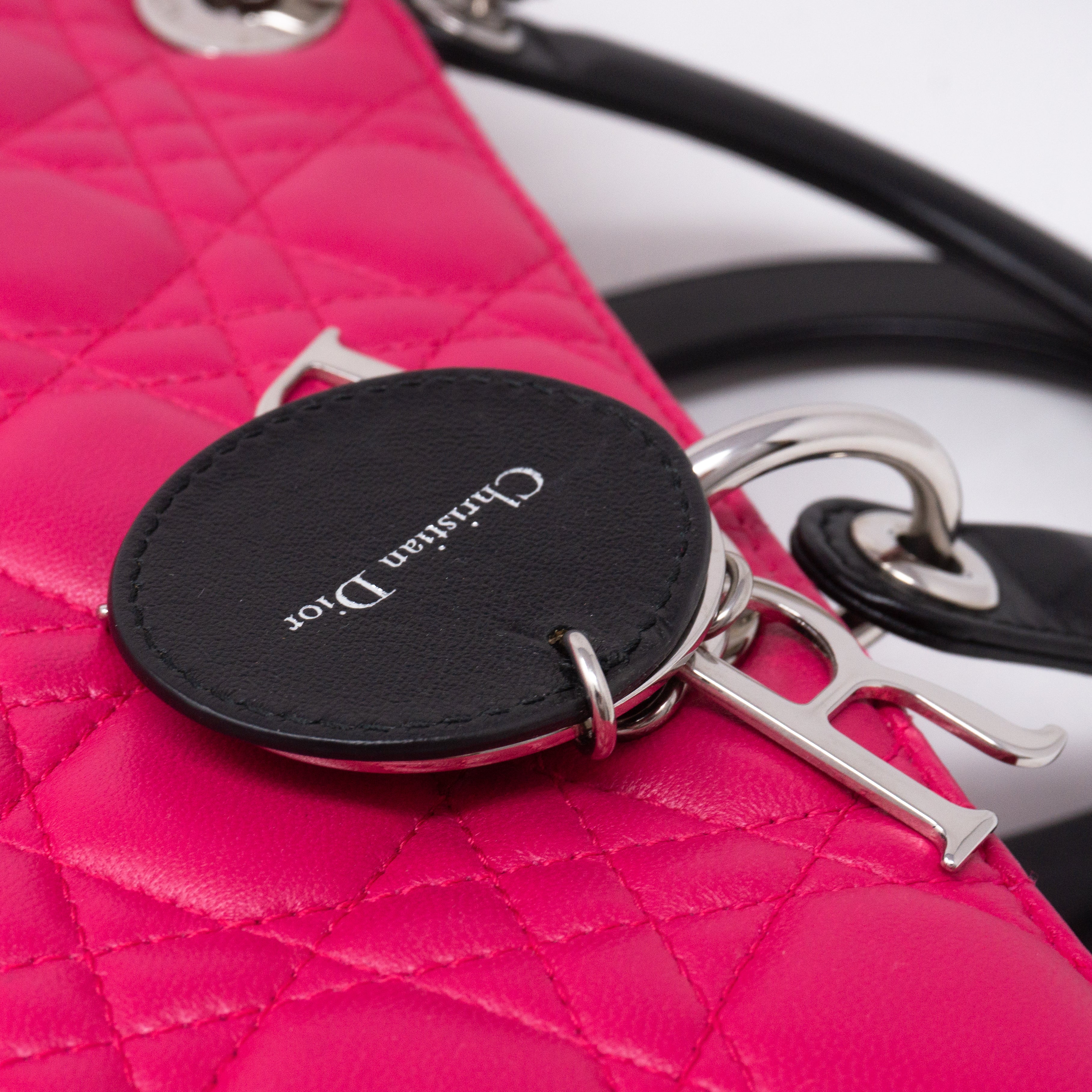 Lady Dior Large Pink Tricolor Leather