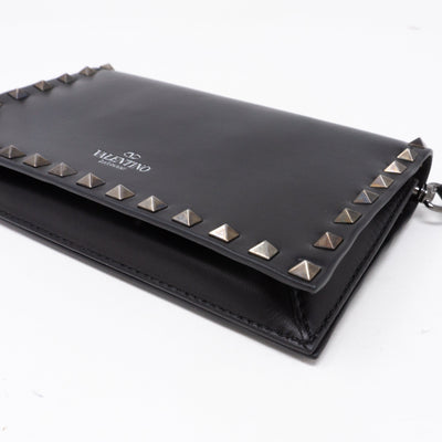 Rockstud Bracelet Flap Clutch Black