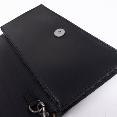 Rockstud Bracelet Flap Clutch Black