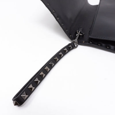 Rockstud Bracelet Flap Clutch Black
