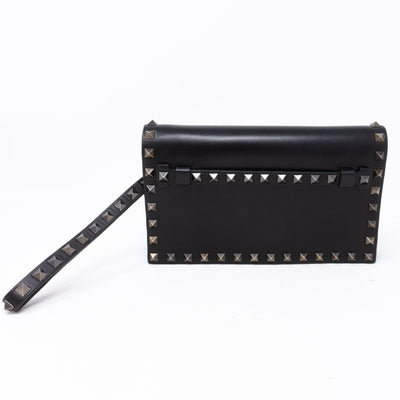 Rockstud Bracelet Flap Clutch Black