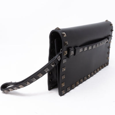 Rockstud Bracelet Flap Clutch Black