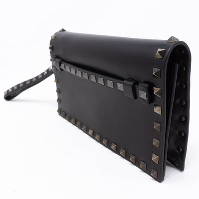 Rockstud Bracelet Flap Clutch Black