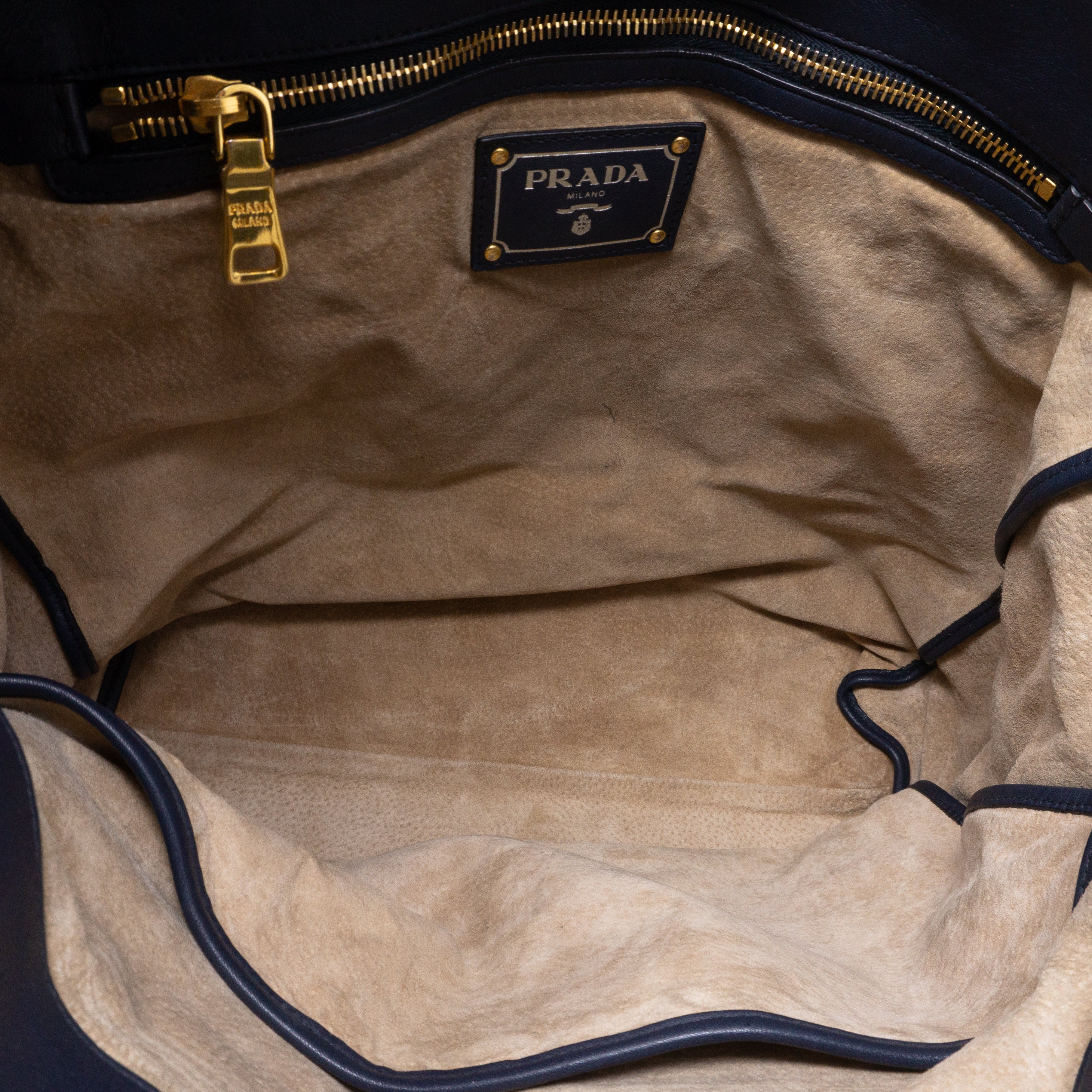 Large Shopping Tote Blue Leather