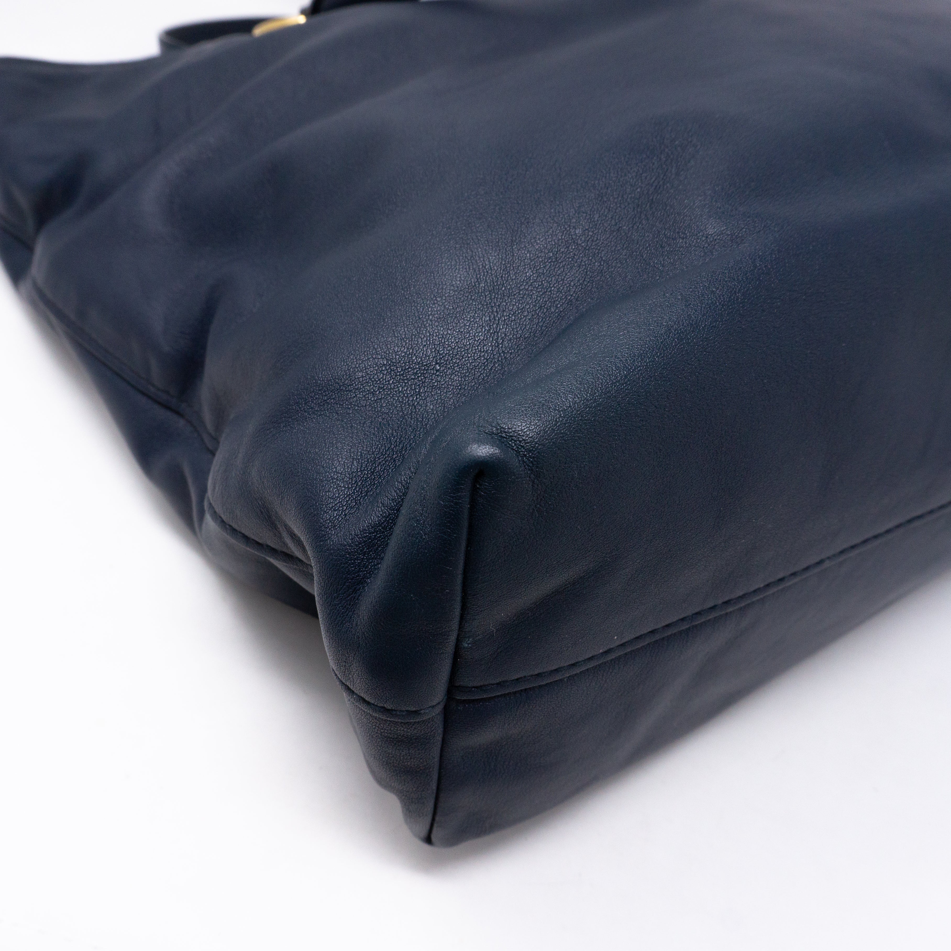 Large Shopping Tote Blue Leather