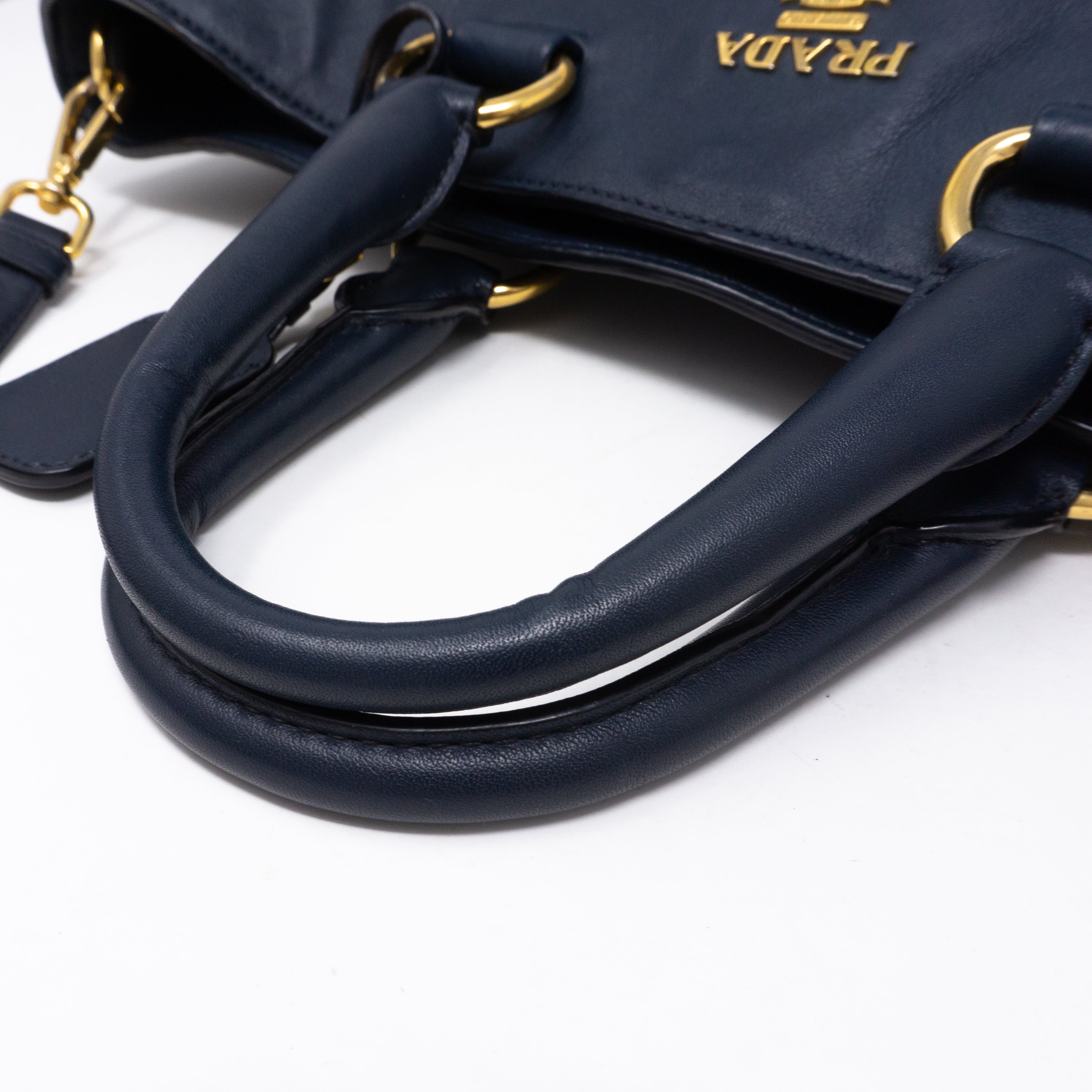 Large Shopping Tote Blue Leather