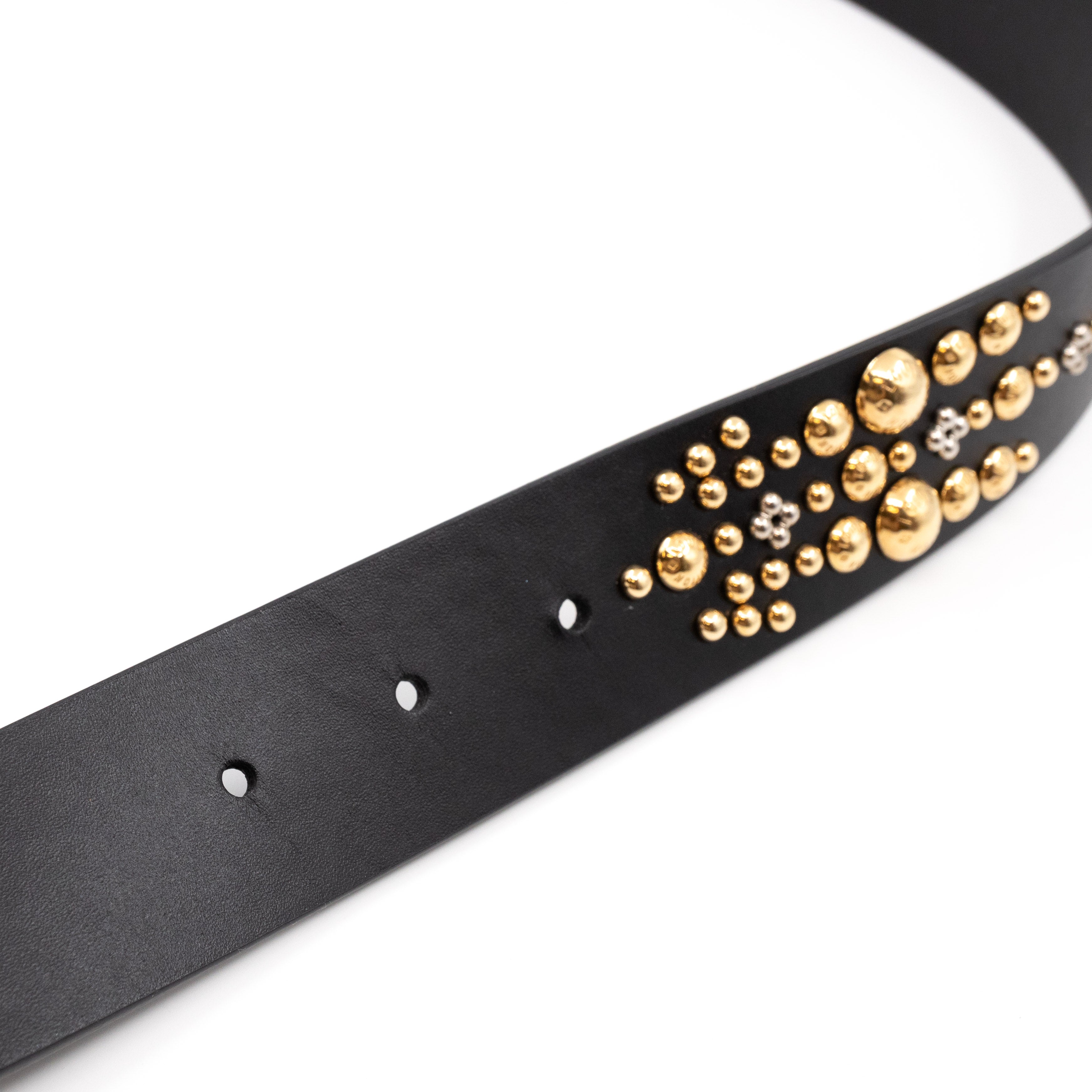 Initiales Studded Belt 85 cm Black Leather