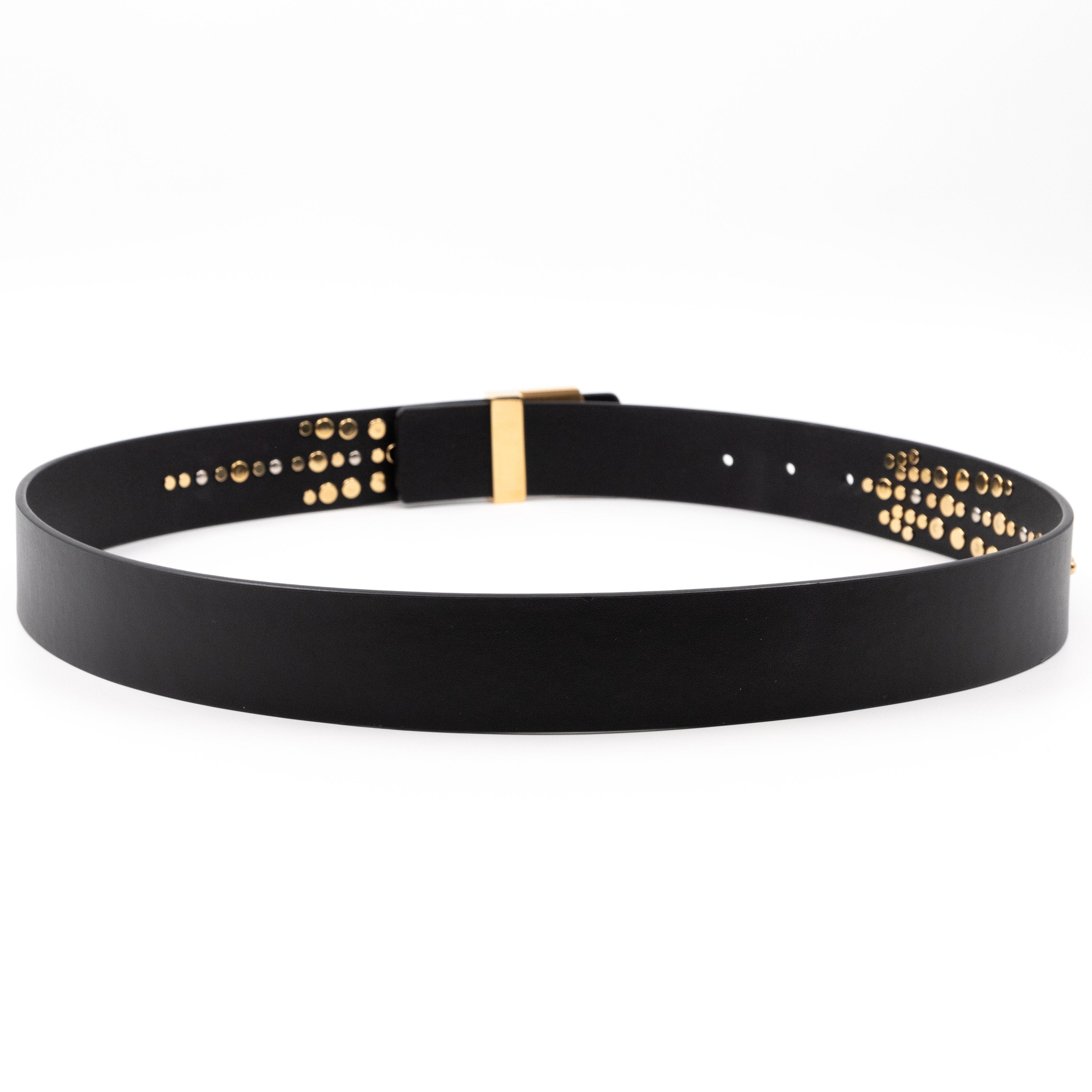 Initiales Studded Belt 85 cm Black Leather