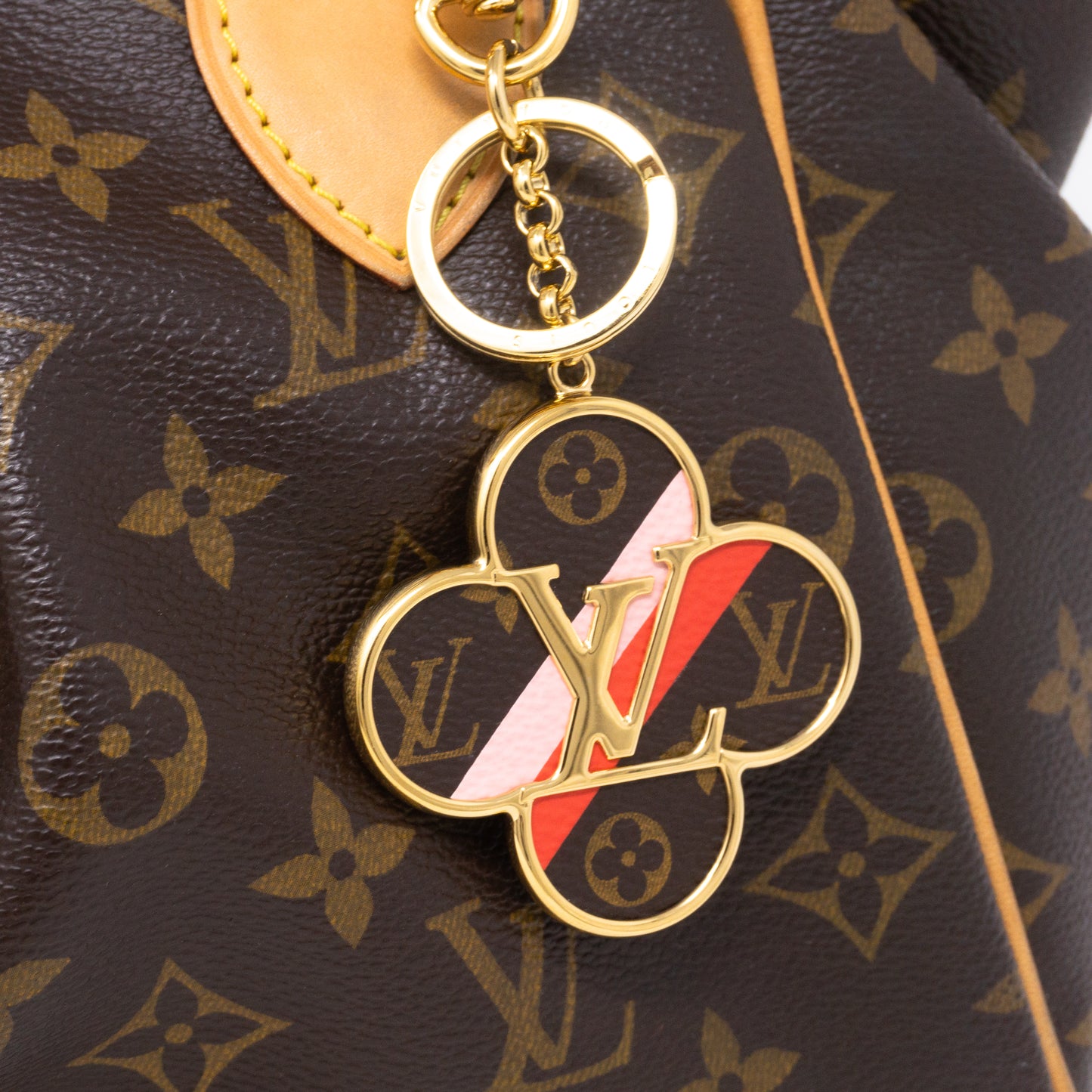 Louis Vuitton Ivy Monogram Flower Motif LV Logo Bag Charm Keychain w/Bag,Box
