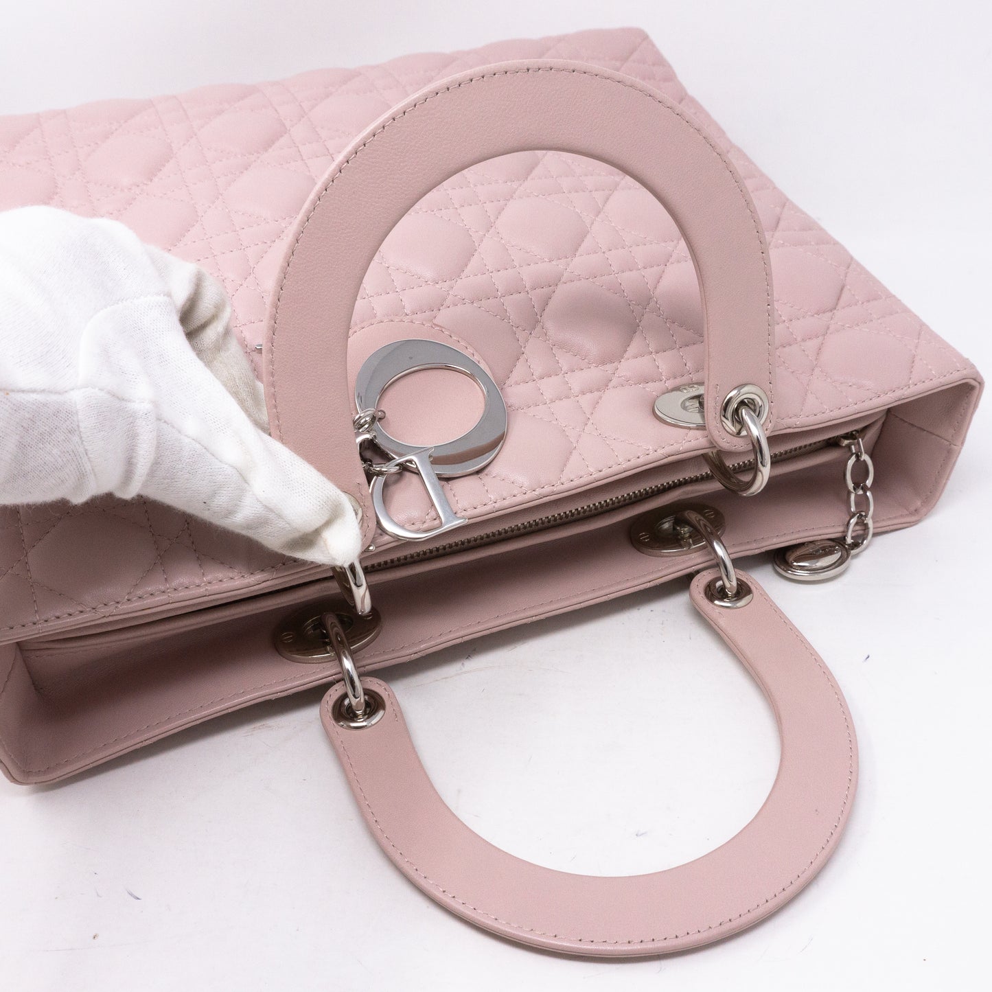 Lady Dior Large Light Pink Leather