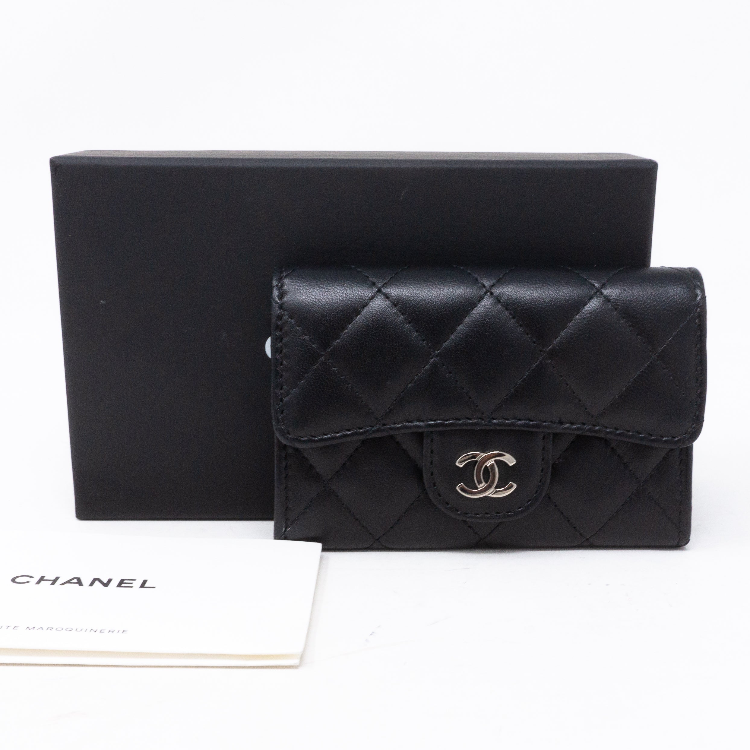 Classic Flap Card Case Black Lambskin