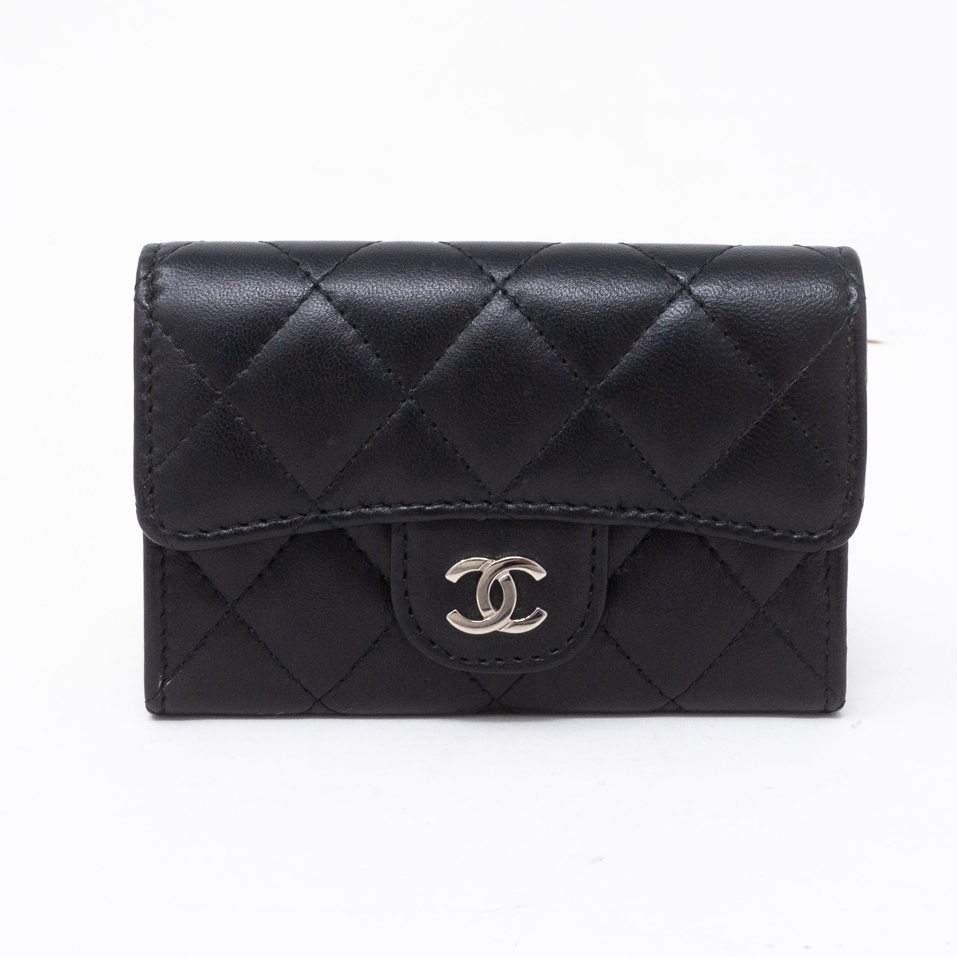 Classic Flap Card Case Black Lambskin