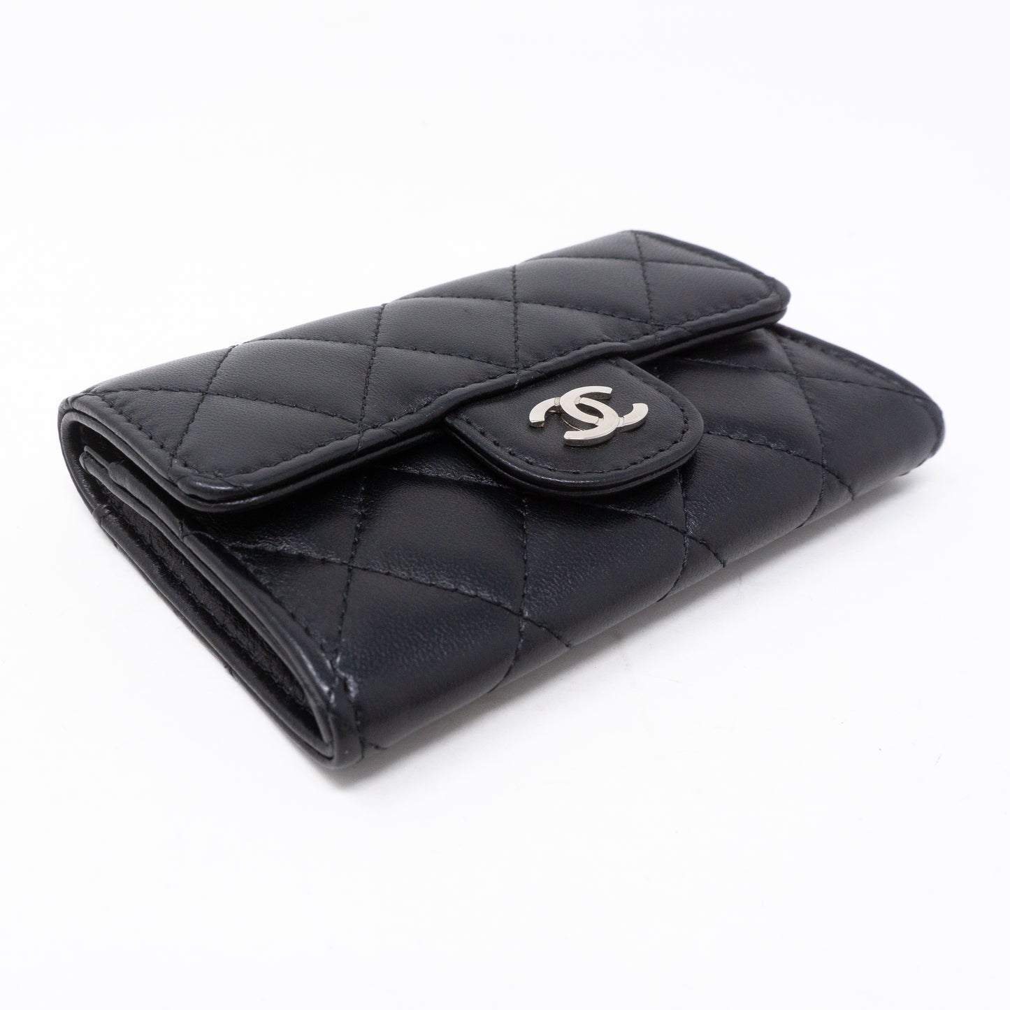 Classic Flap Card Case Black Lambskin