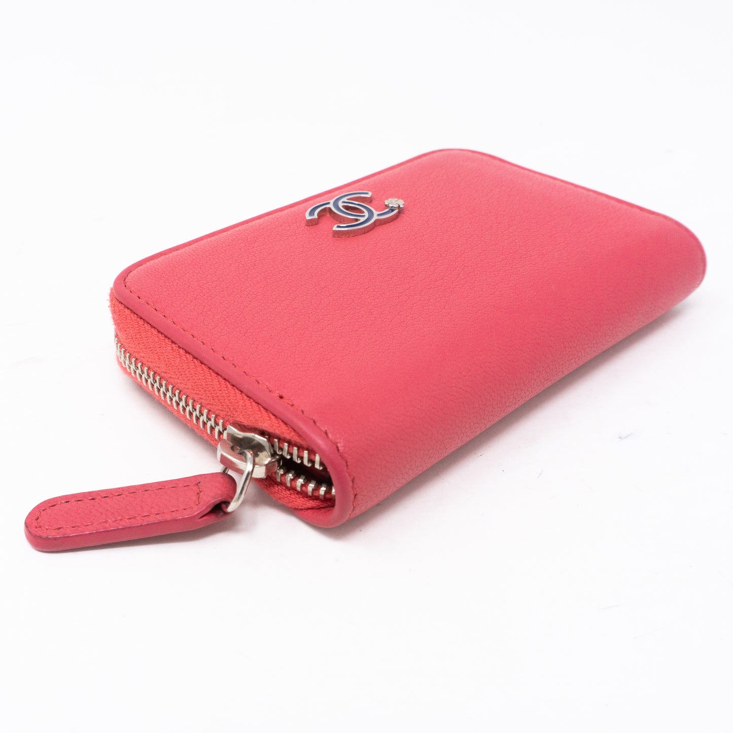 Zipped Coin Purse Lucky Clover Pink Leather