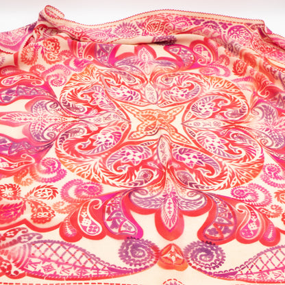 Lucky Paisley Silk Square Red