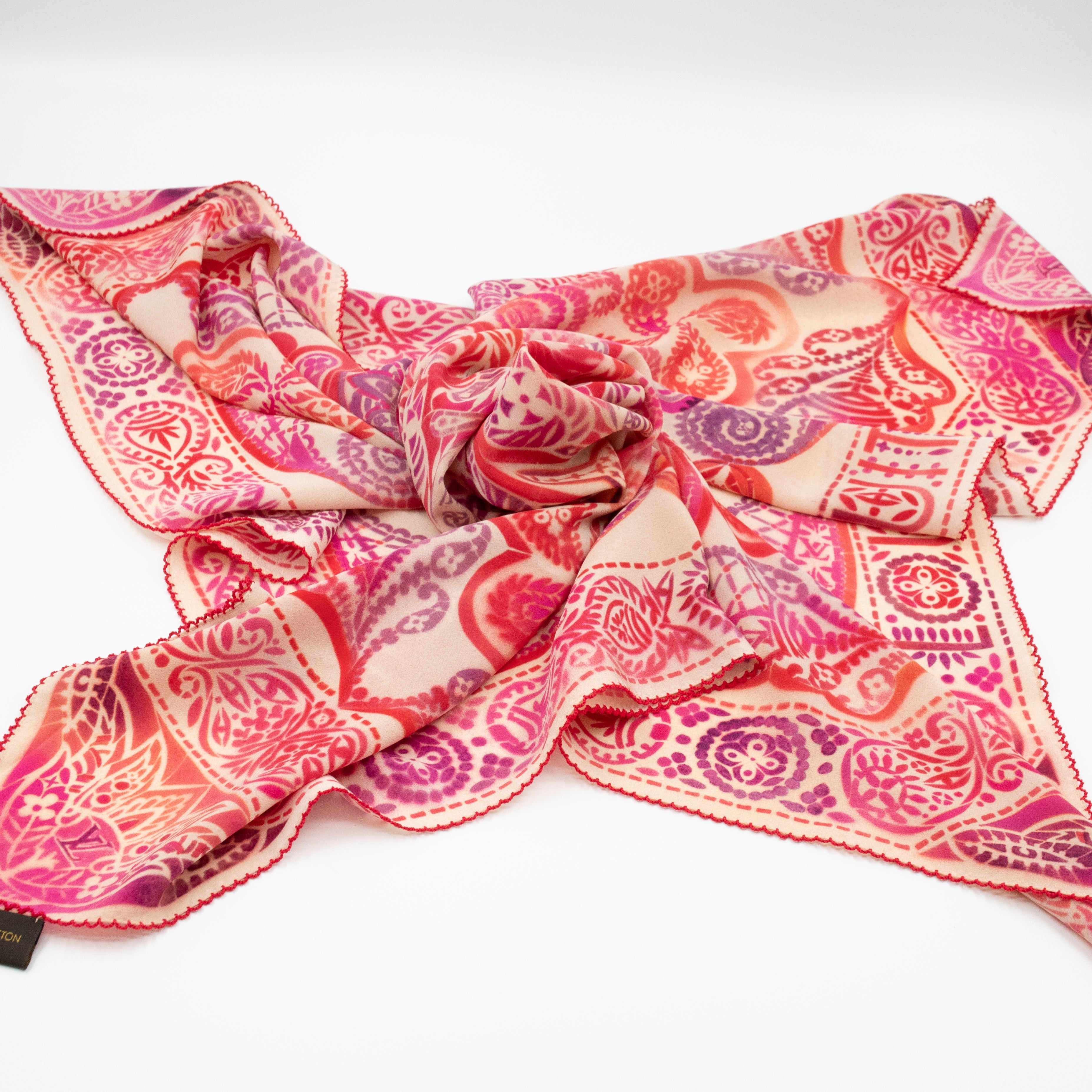 Lucky Paisley Silk Square Red