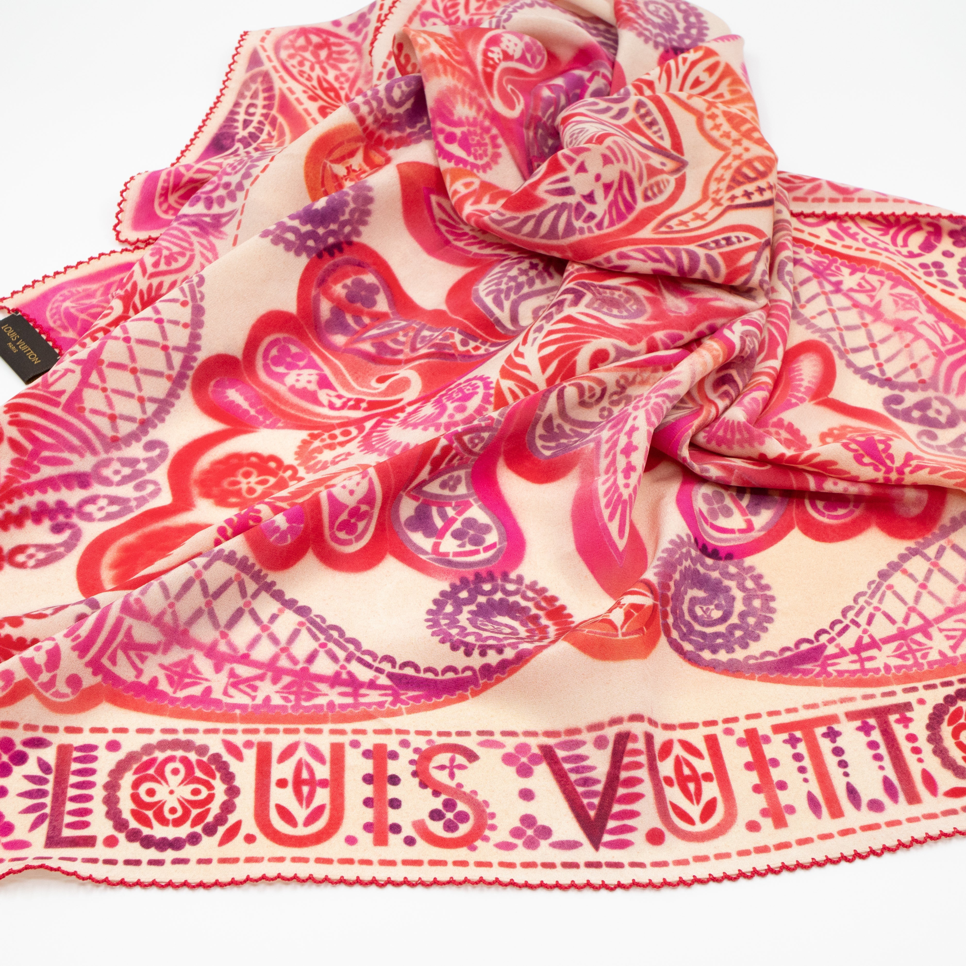 Lucky Paisley Silk Square Red