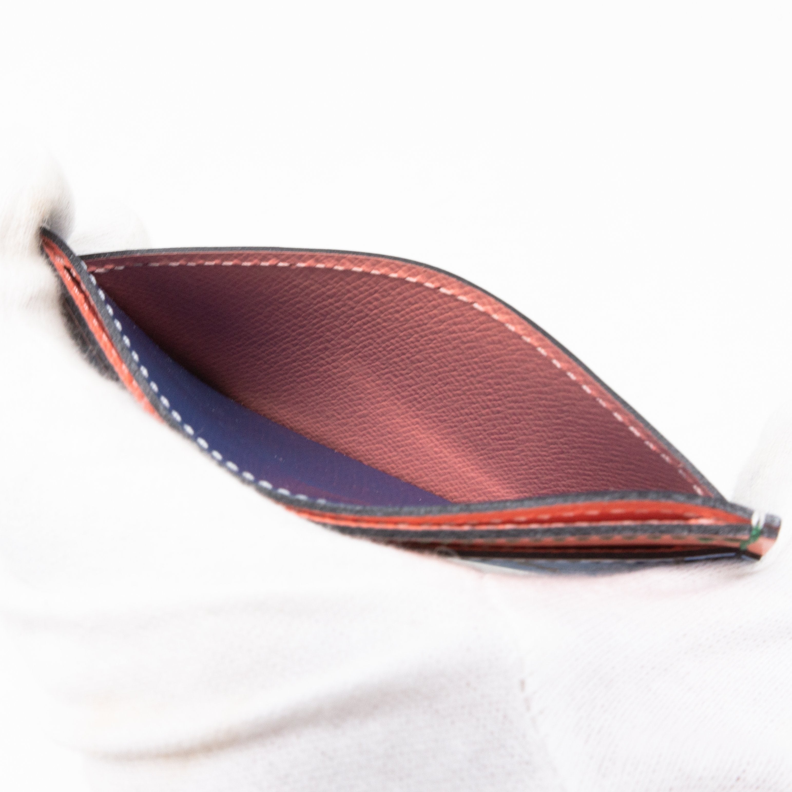 Card Holder Epi Leather Aqua Blue