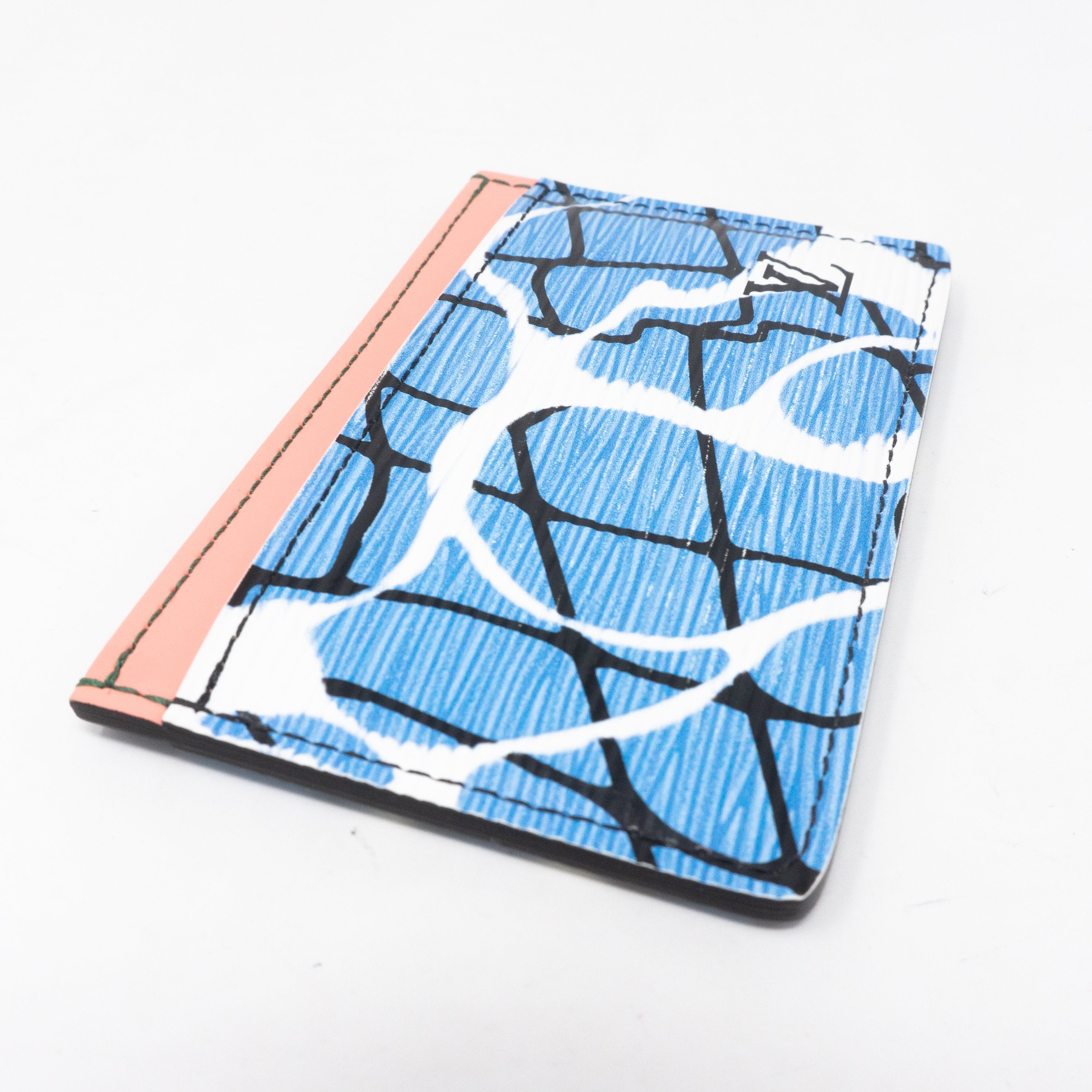 Card Holder Epi Leather Aqua Blue