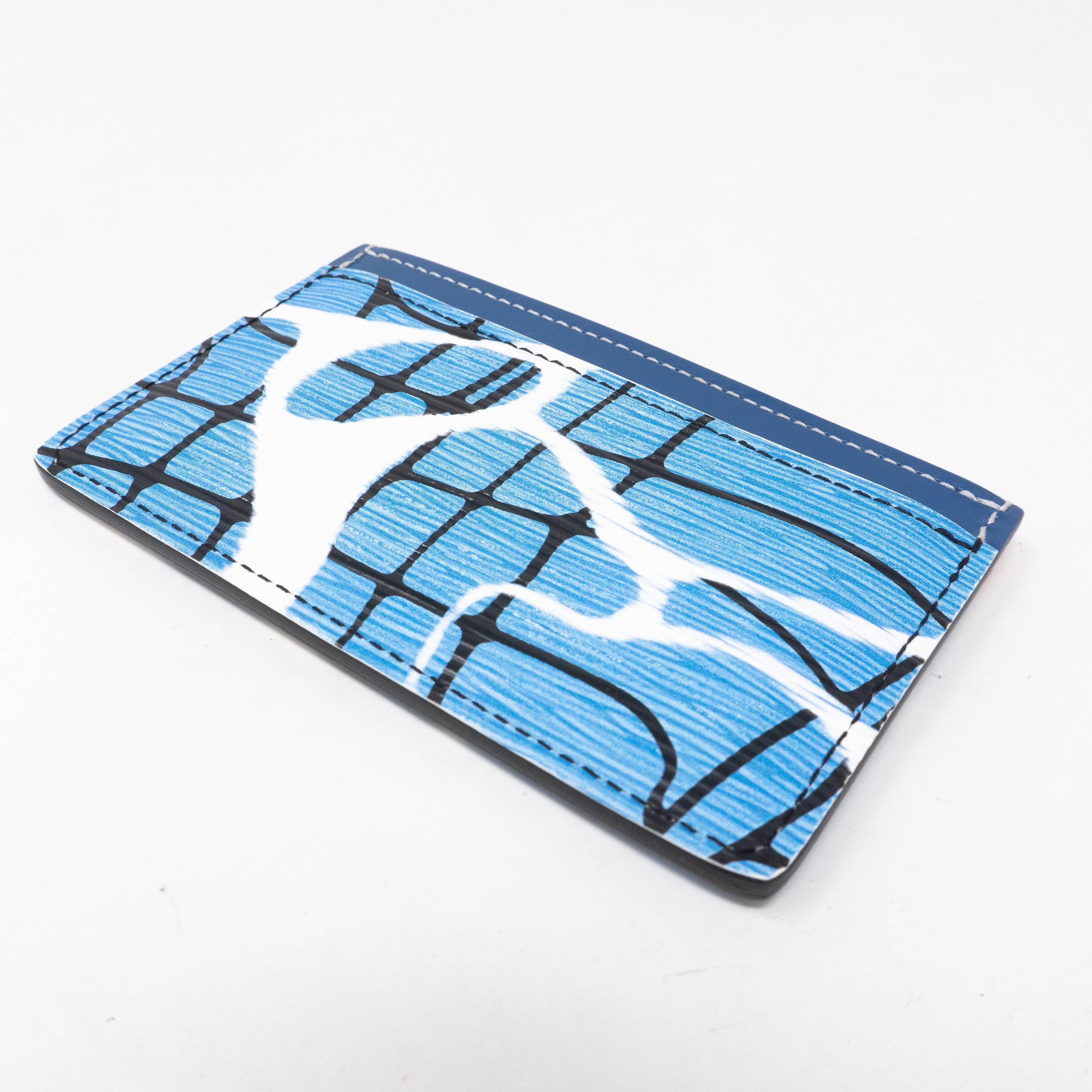 Card Holder Epi Leather Aqua Blue